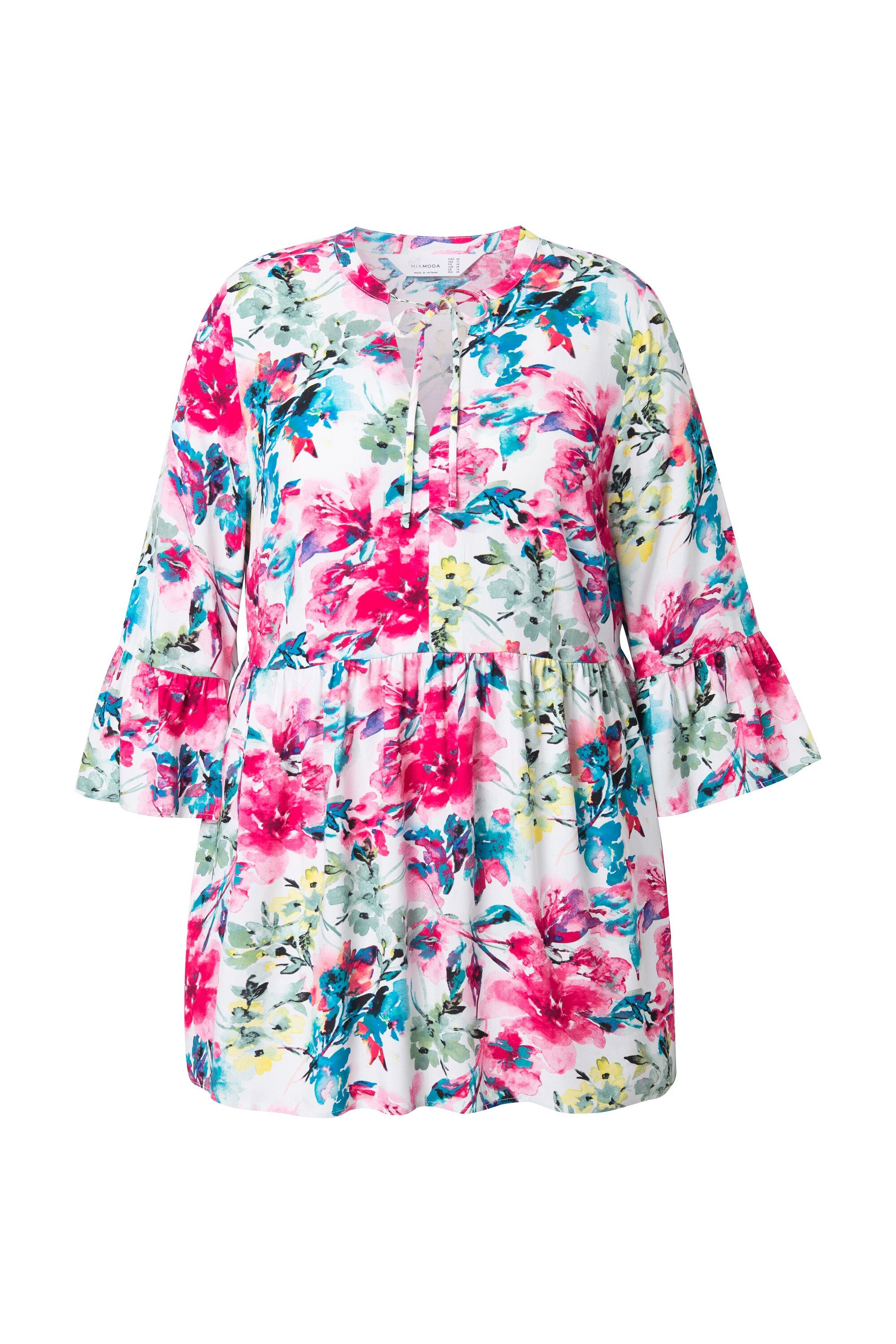 MIAMODA Tunika Bluse A-Linie Blumenmuster Volants günstig online kaufen