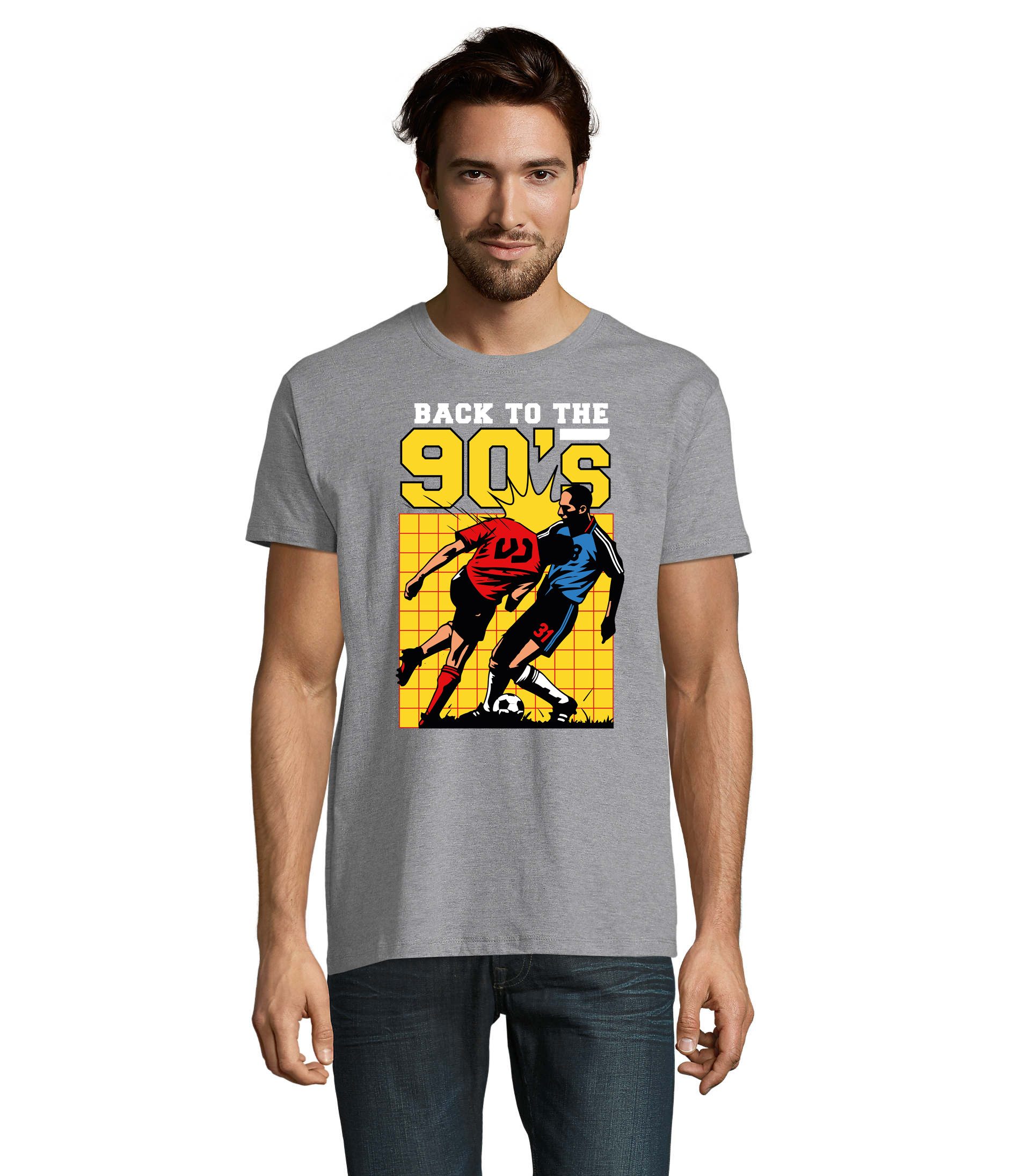 T-Shirt Back to 90s zurück in die neunziger Fußball Foul Herren Motiv T-Shirt