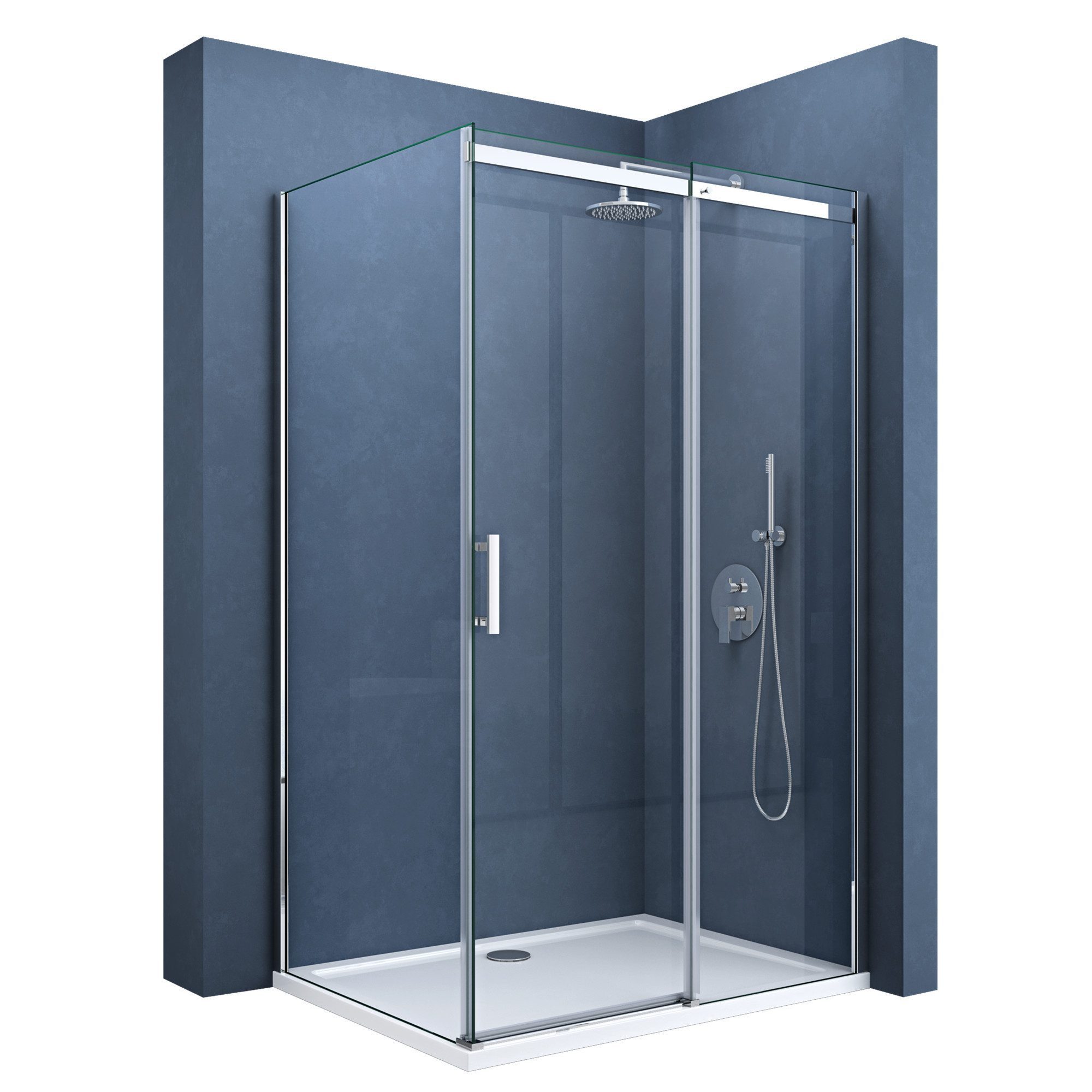 doporro Eckdusche Eck-Duschkabine Duschabtrennung Schiebetür Easy-Clean-Beschichtung R18, BxT: 100x70 cm, Einscheibensicherheitsglas, ohne oder mit duschtasse