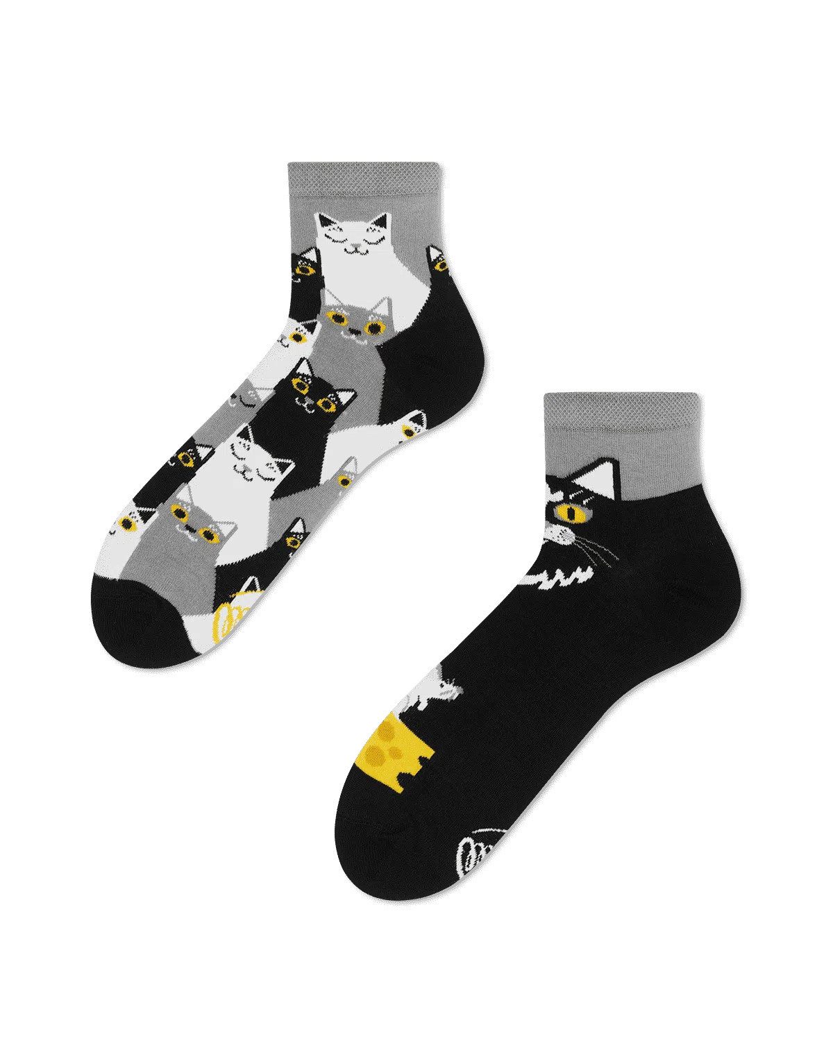 Many Mornings Sneakersocken Many Mornings Quarters Black Cat (1 Paar, 1-Paar, 1 Paar) immer ein dismatching Paar