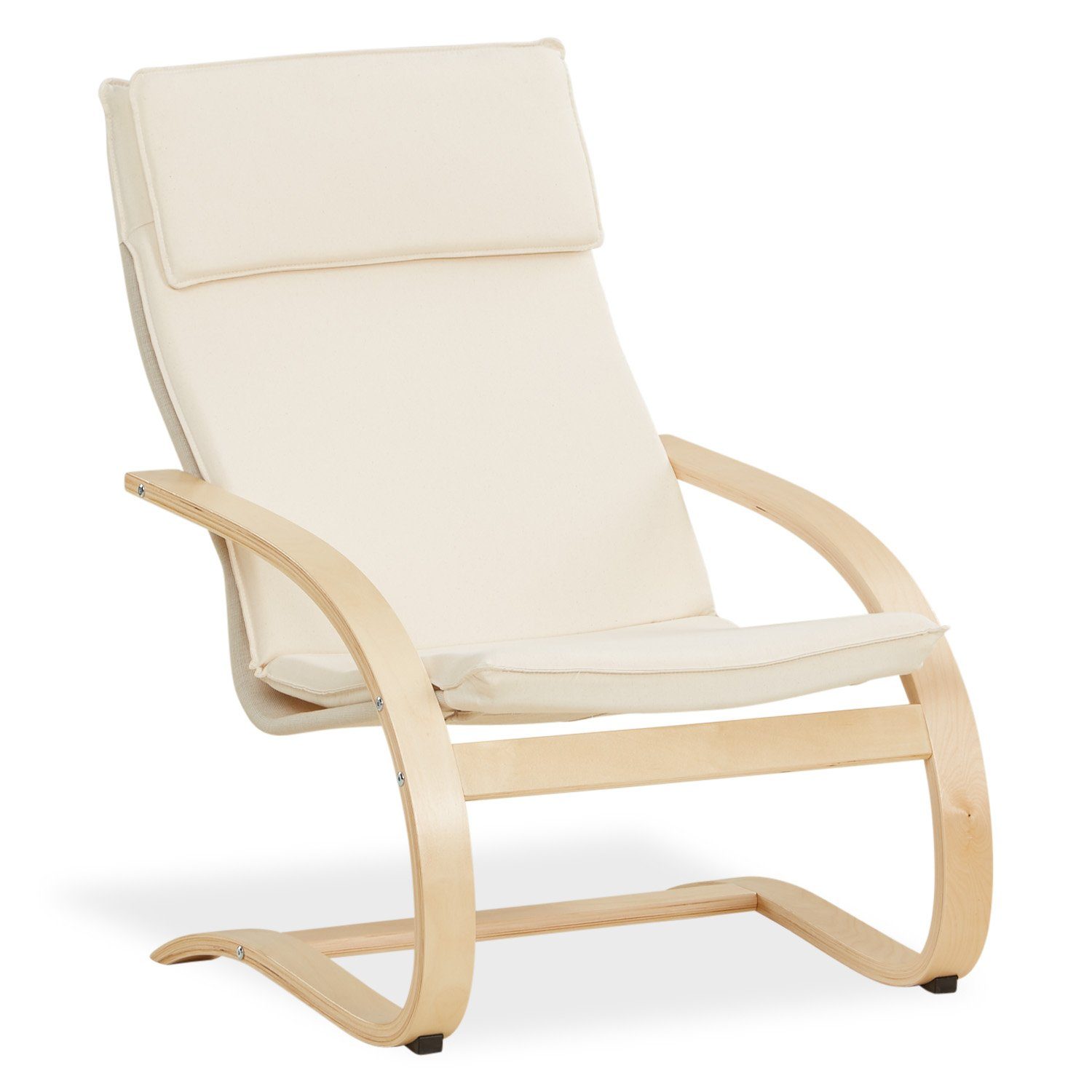 Homestyle4u Relaxsessel Schaukelsessel Wohnzimmer Beige Schwingsessel Schaukelstuhl Kopfstütze (1 Stuhl, 1-St., Stuhl mit Bezug), Bezug abnehmbar, Essstuhl