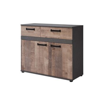 Newroom Kommode Tebis, Kommode Anthrazit Industrial Modern Sideboard Highboard Wohnzimmer