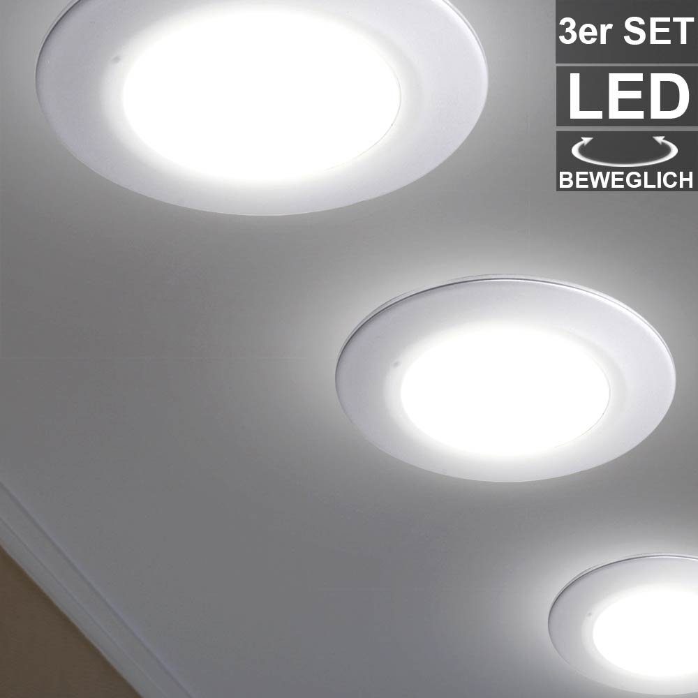 Leuchten Einbau LED EGLO Strahler Set Spot 3er inklusive, Lampen Einbaustrahler, Warmweiß, LED Leuchtmittel Decken beweglich