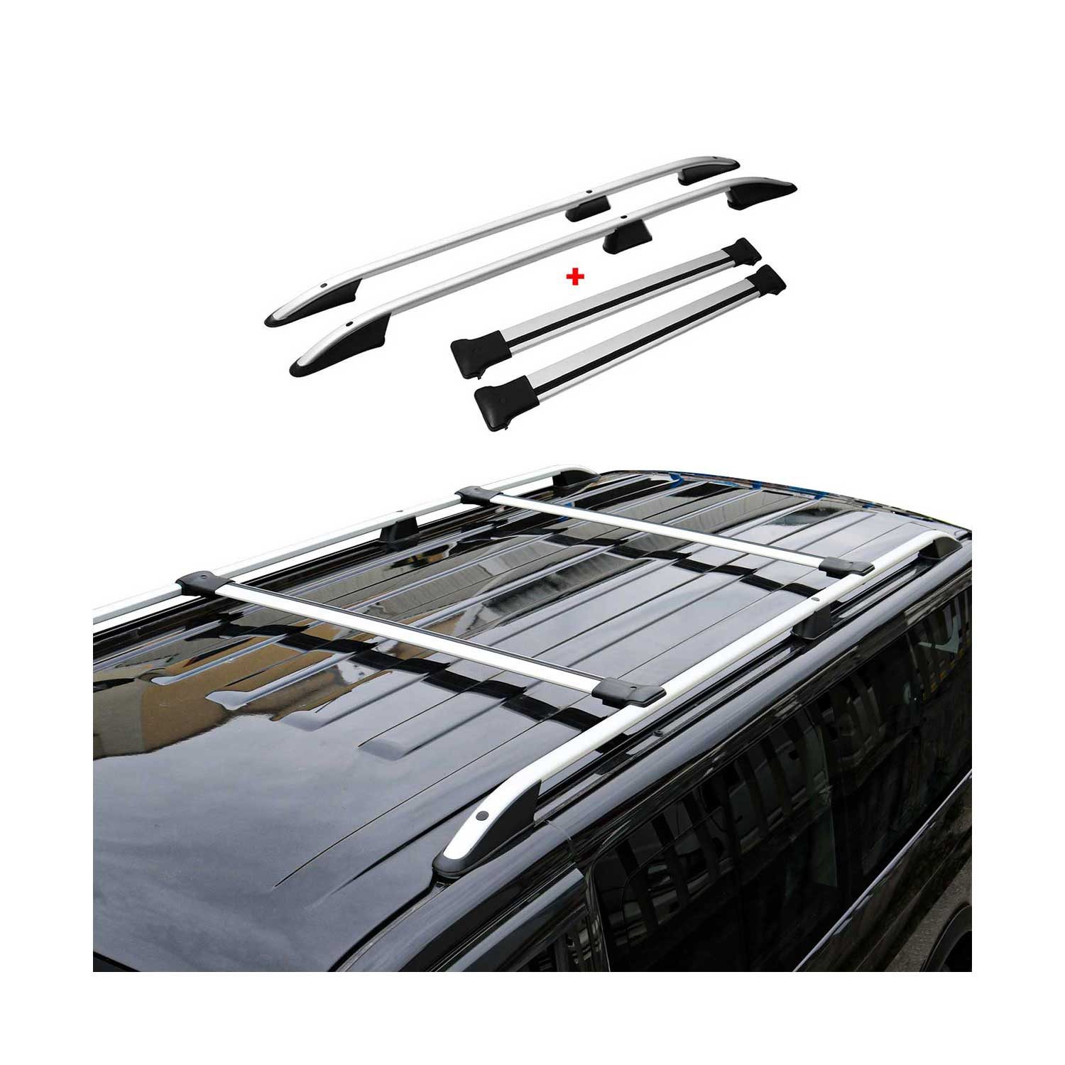 OMAC Dachträger Dachreling für VW T5 T6 Transporter Multivan Kurzer Alu Grau 4x (4-St)