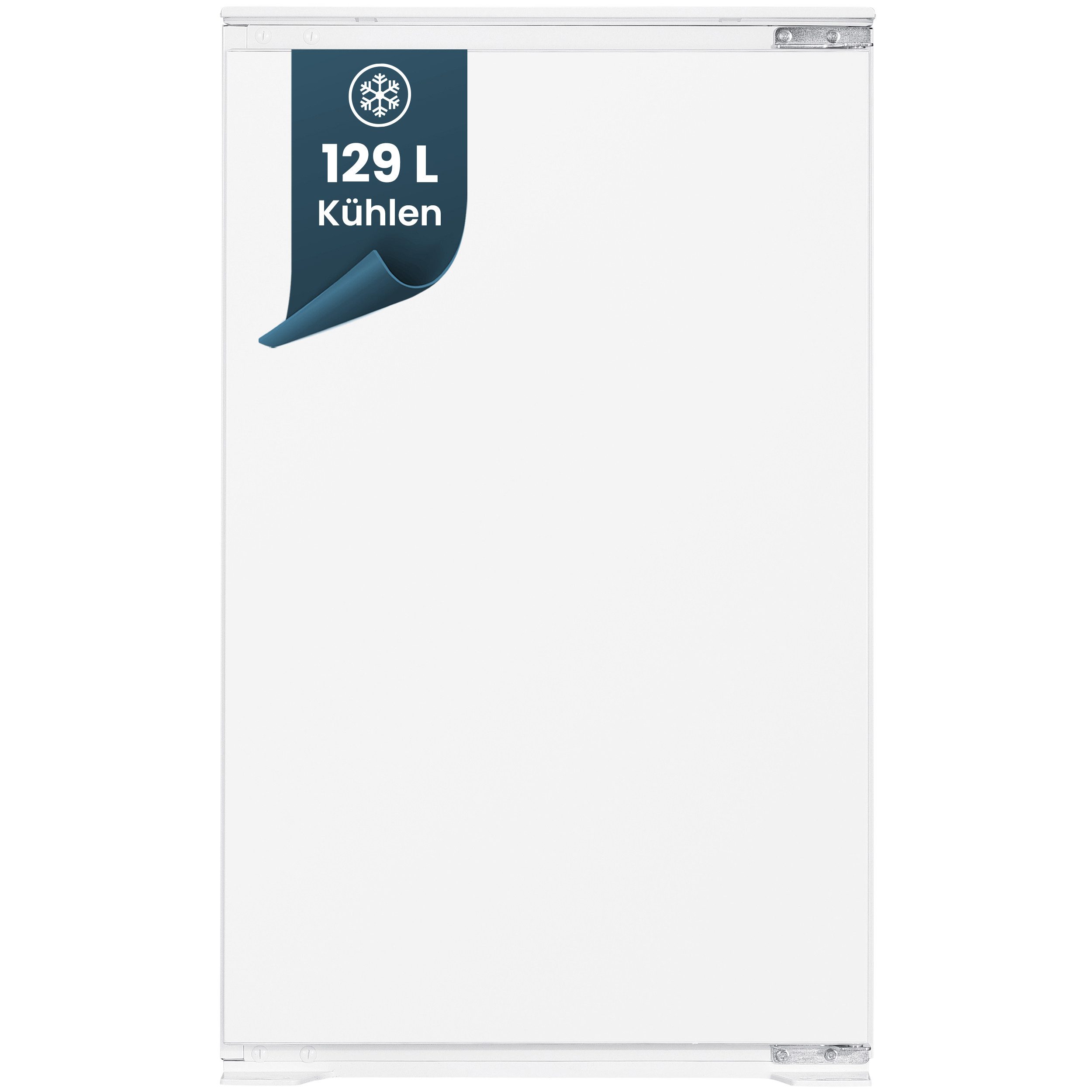homeX Einbaukühlschrank CB1291E, 89 cm hoch, 54 cm breit, 129 Liter, ohne Gefrierfach, 88cm hoch, Schlepptürtechnik, leise 37 dB
