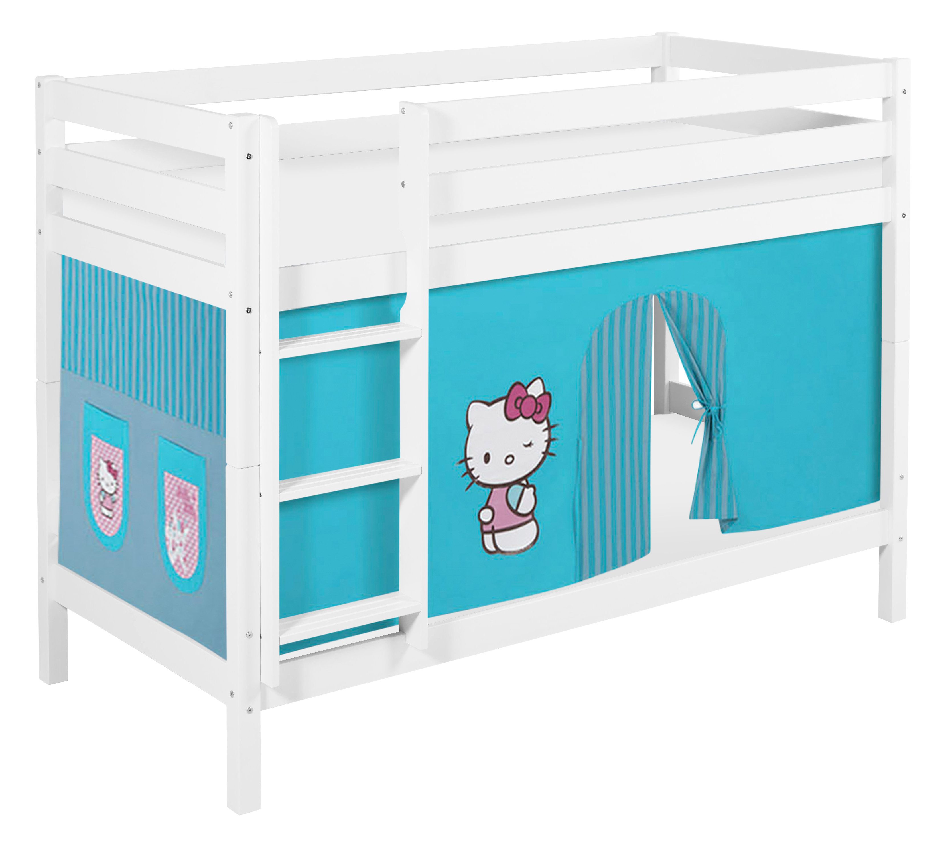 Lilokids Etagenbett JELLE Hello Kitty - Hochbett - inkl. Vorhang und 2 Lattenrosten