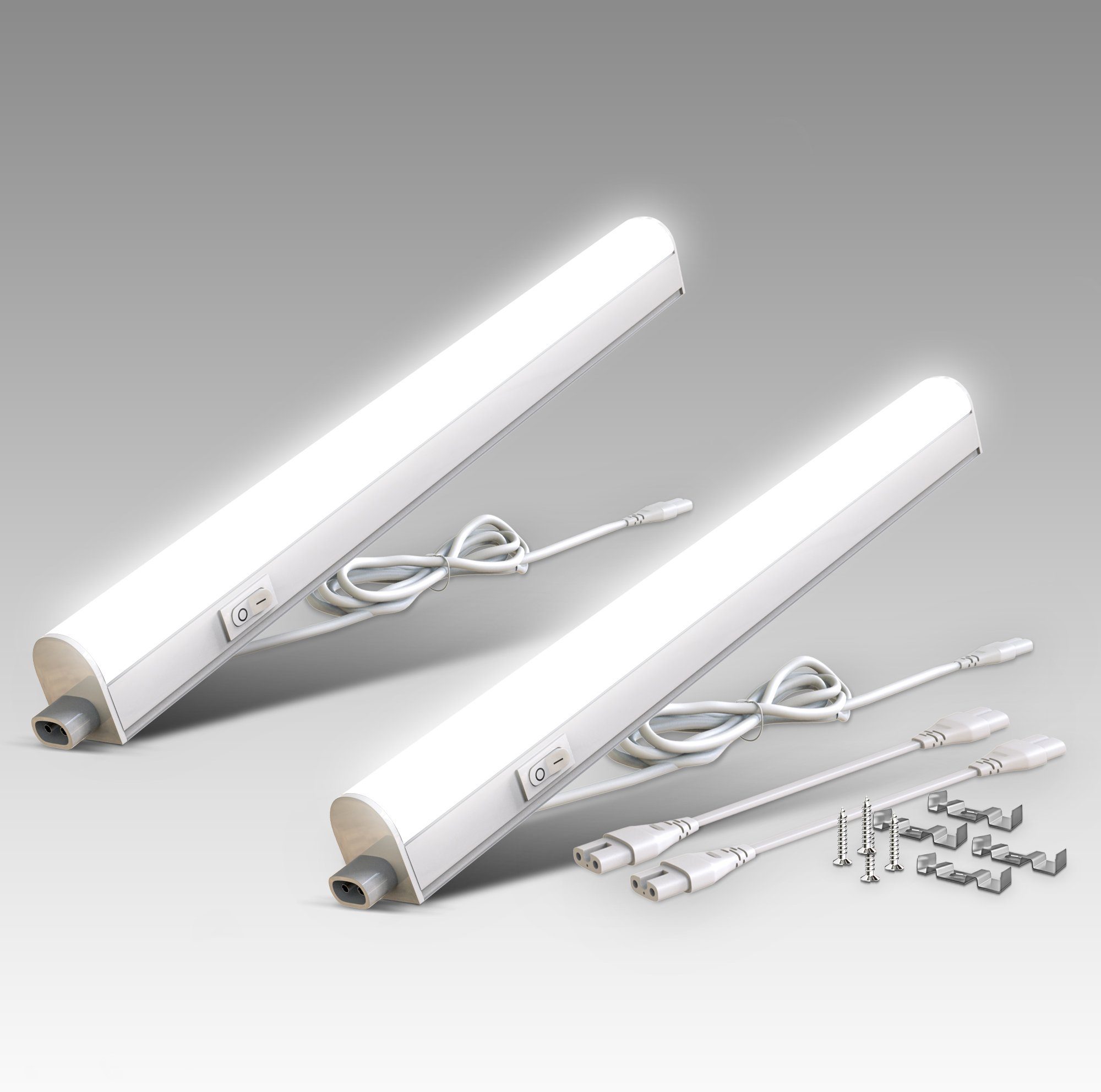 B.K.Licht Unterschrankleuchte integriert, 400Lm, LED LED Neutralweißes 4W, Set 2er Neutralweiß, Licht, durch 4.000K Unterbauleuchten, fest 31.3cm, Erweiterbar Lichtleisten, Stecksystem L: BK_UL1514