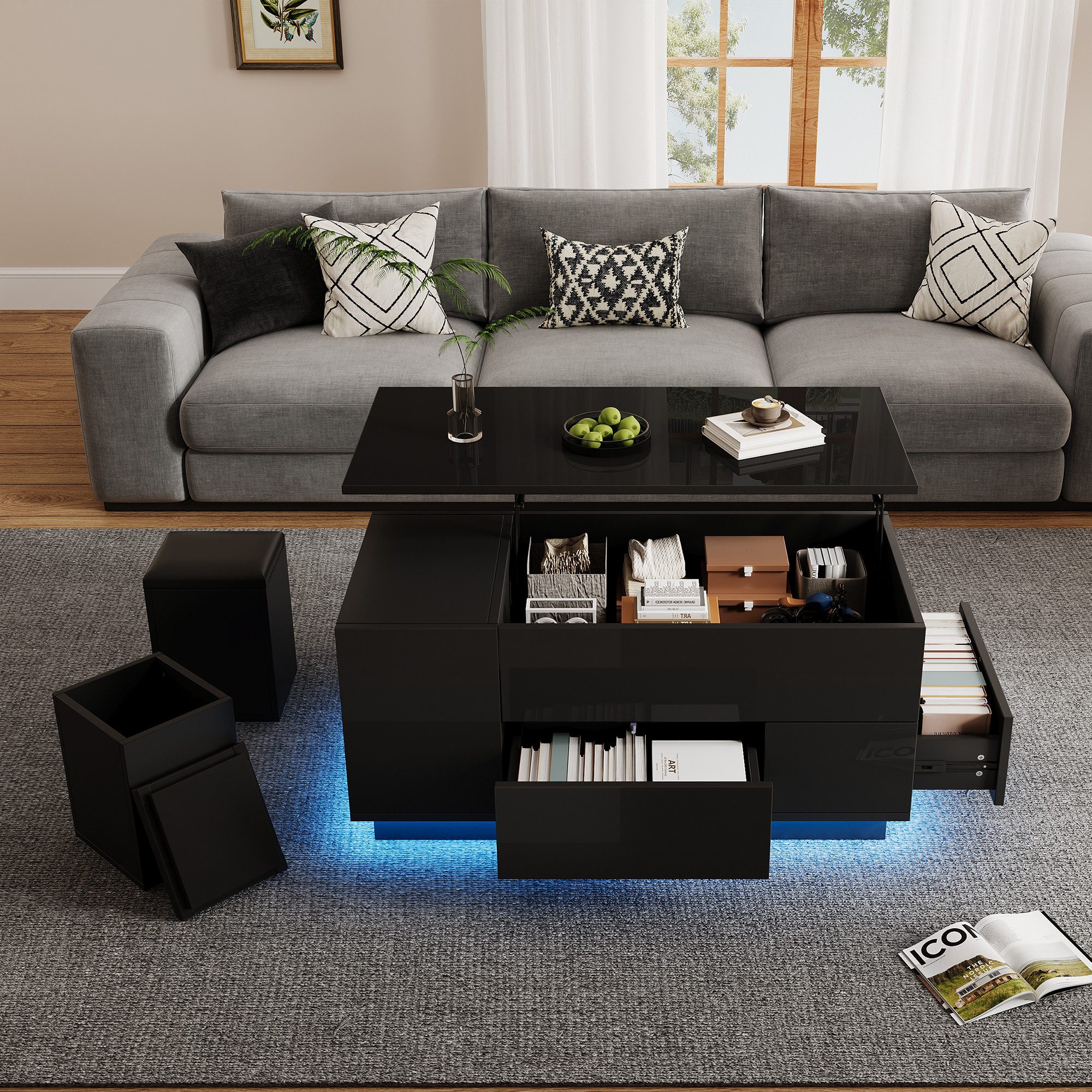 MODFU Couchtisch Hydraulisch höhenverstellbarer Couchtisch mit günstig online kaufen