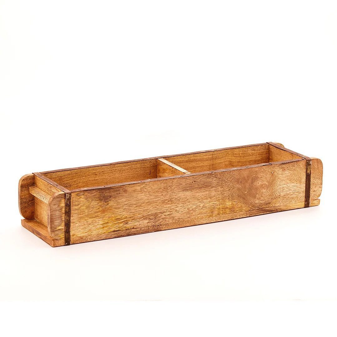 Die Stadtgärtner Aufbewahrungsbox Ziegelform aus Holz mit Metallbeschlägen & zwe