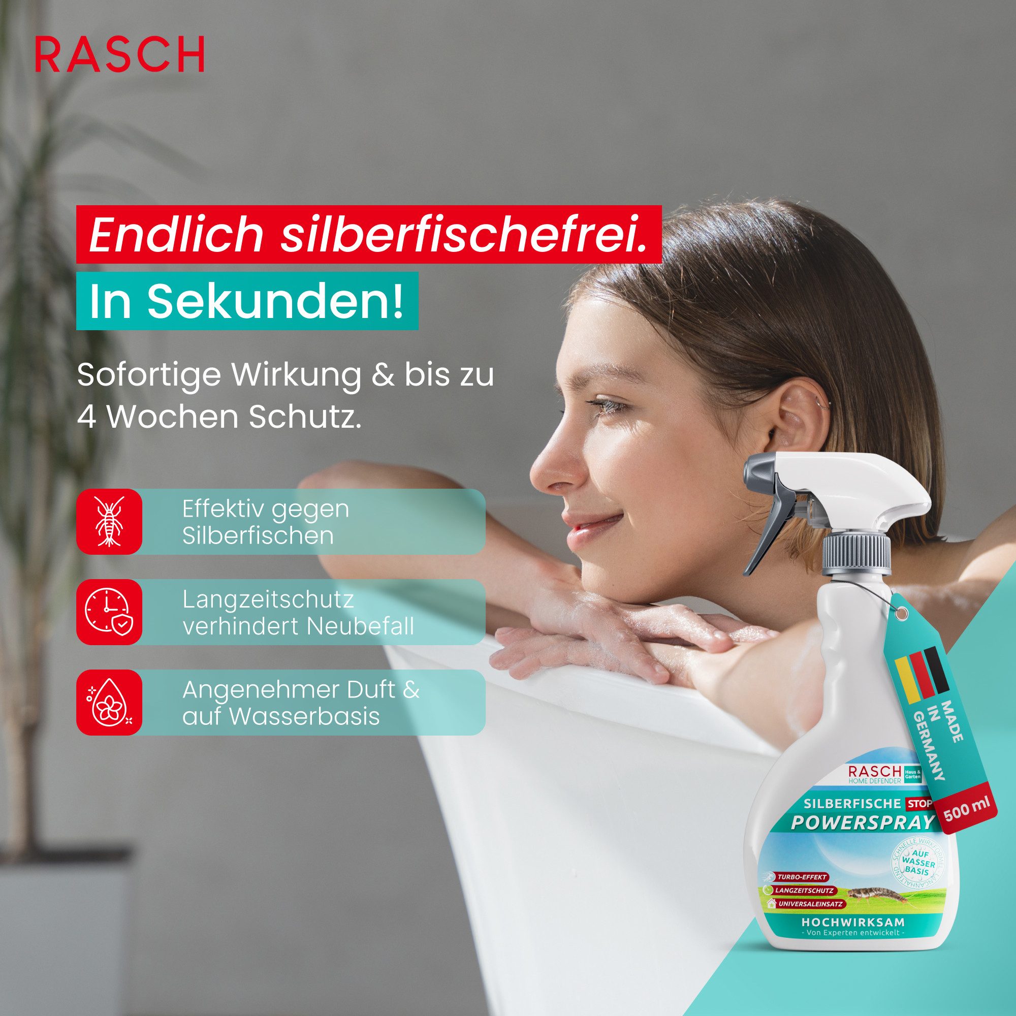 Rasch Insektenspray Rasch Home Defender - Silberfische Stop Power Spray - 500 ml, 500 ml, 1-St., 500 ml – Bild 2 von 5