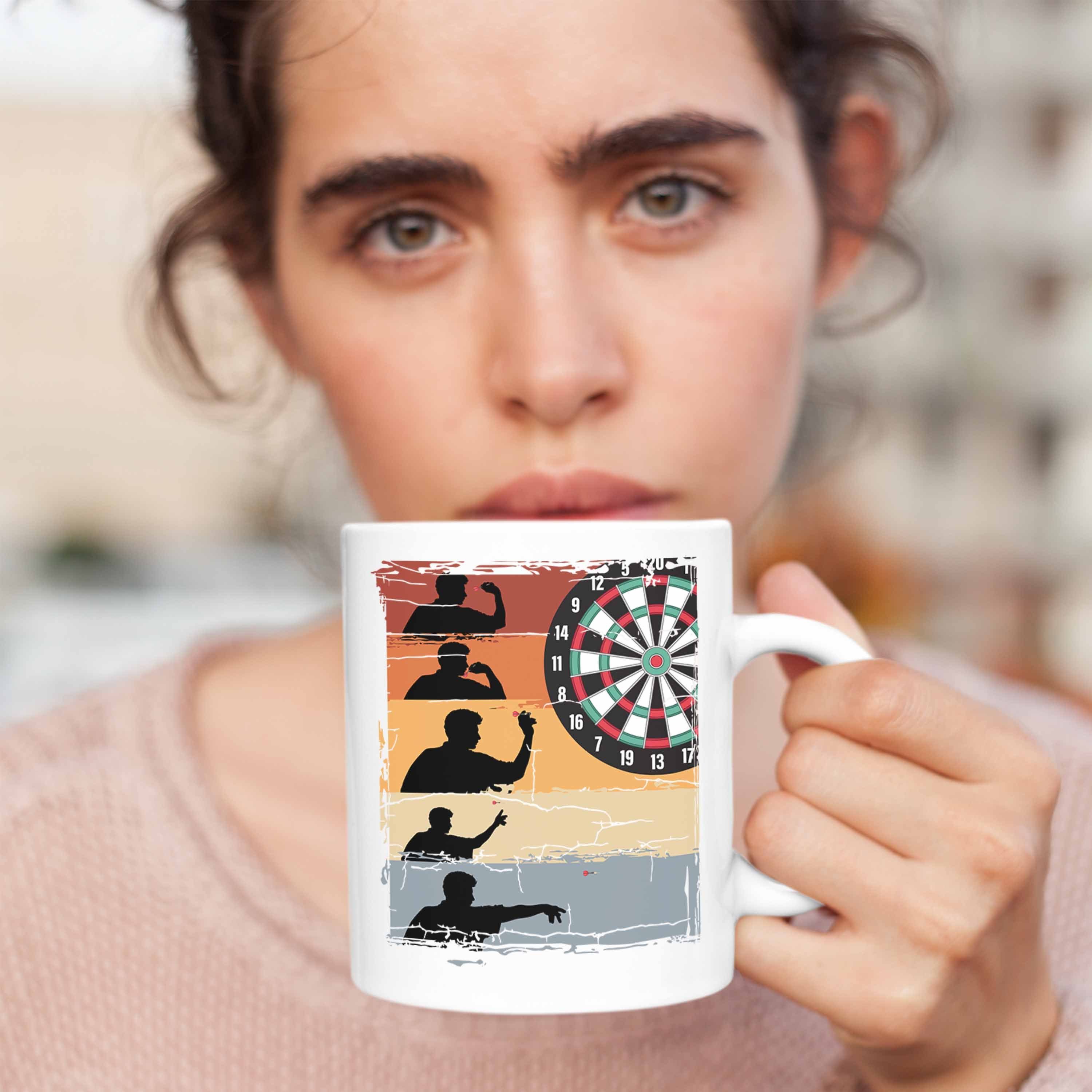 Dartpfeil Geschenkidee Männer Trendation Tasse Spruch - Trendation Dart-Spieler Weiss Tasse Dart-Spieler Grafik