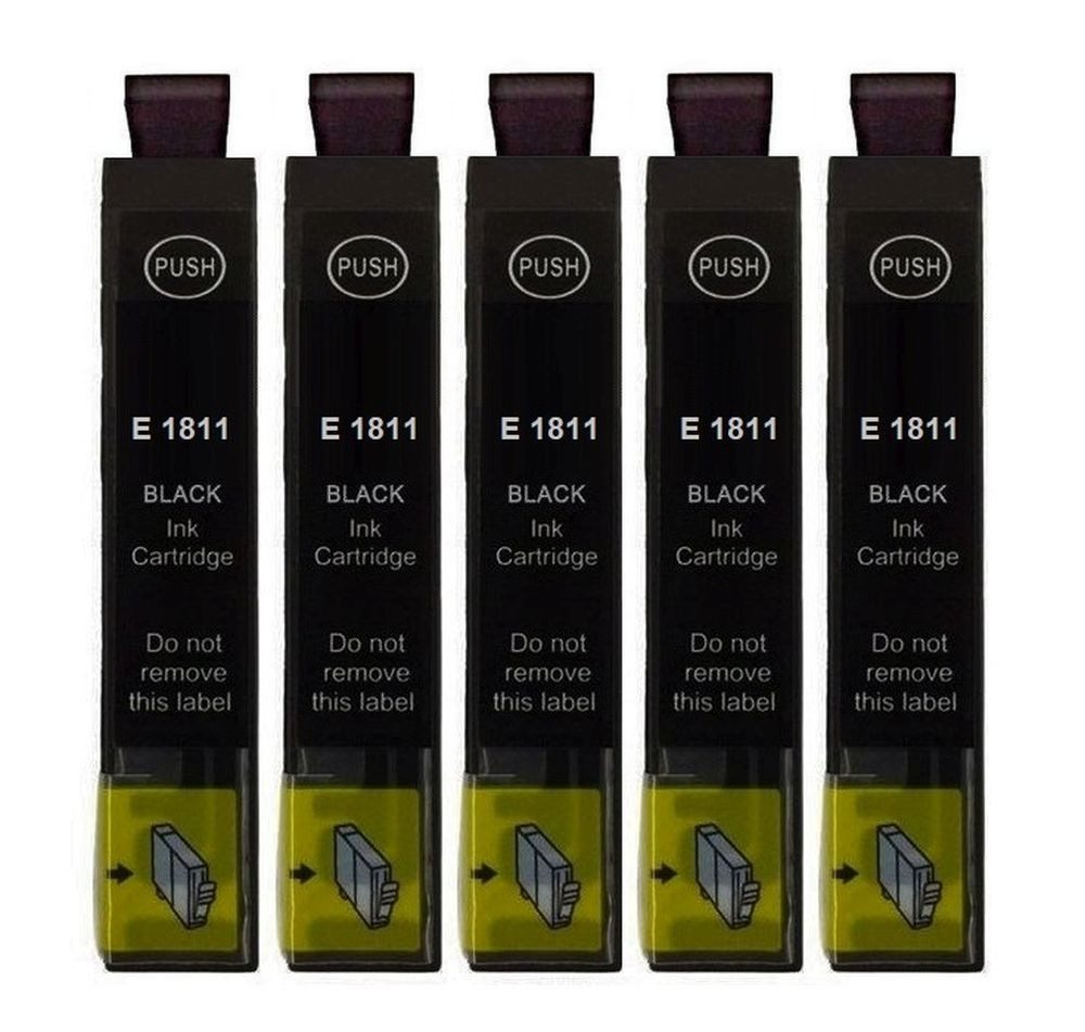 inkpro 5 x Druckerpatrone T18XL BK kompatibel mit Epson 18XL, T1811 schwarz Tintenpatrone (für Epson Expression Home XP-102, 202, 205, 212, 215, 225, 30, 302, 305, 312, 313, 315, 322, 325, 33, 402, 405, 412, 413, 415, 420, 422, 425, 5-tlg., ersetzt Epson T1801, T1811, T18XL, 18XL black (Gänseblümchen)