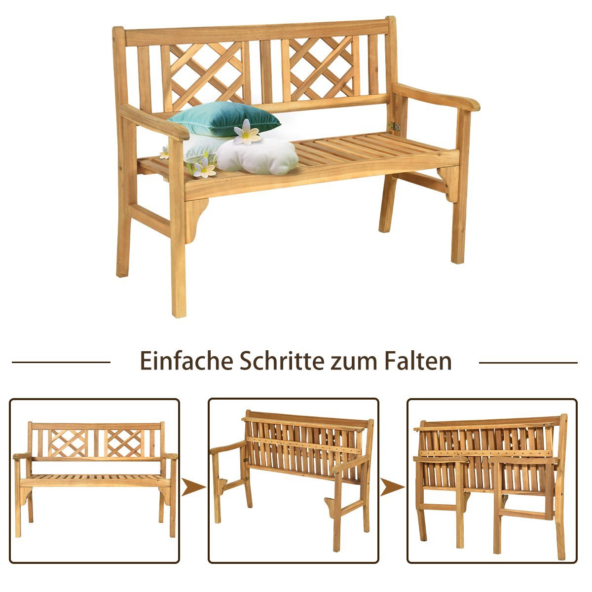 COSTWAY Gartenbank Sitzbank, bis 320kg belastbar, 120 x 56 x 90cm
