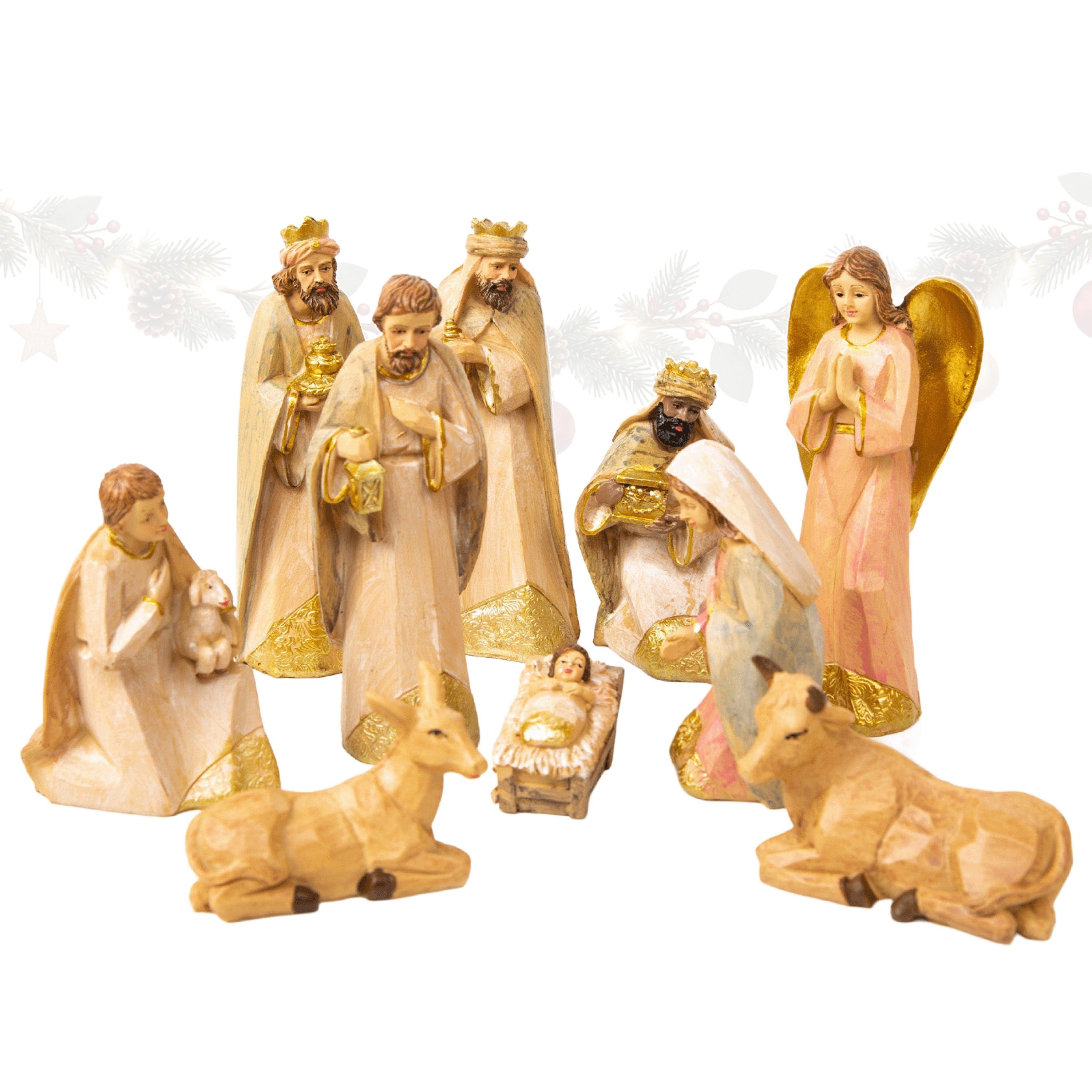 Logbuch-Verlag Krippen-Zubehör Weihnachtskrippe modern 10-teilig bunte Krippenfiguren ca. 4–15 cm