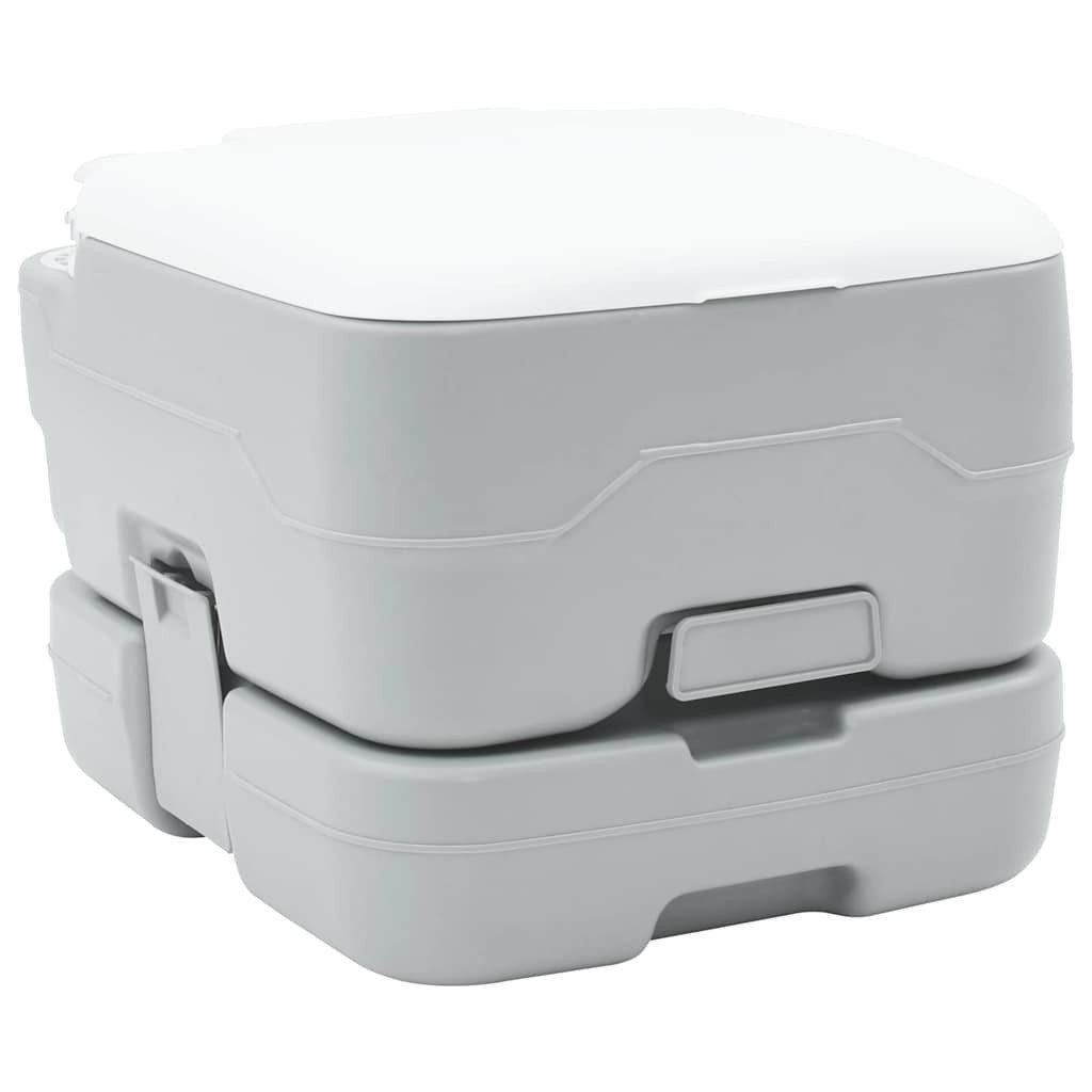 vidaXL Campingtoilette Portables Campingklo Grau und Weiß 41.5 x 36.5 x 30 cm Plastik, (1-St)
