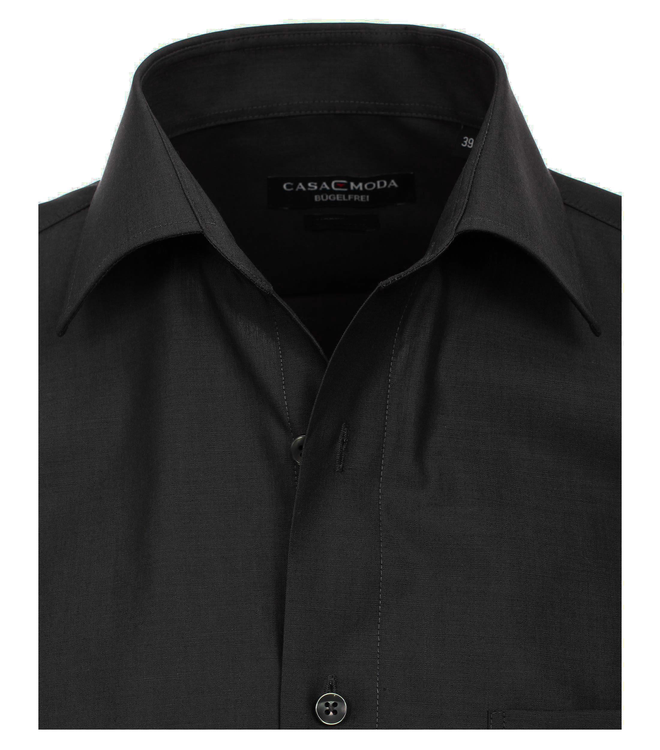 CASAMODA Businesshemd Herren Hemd Langarm Hemd uni modern fit Kentkragen, schwarz HL51, 37