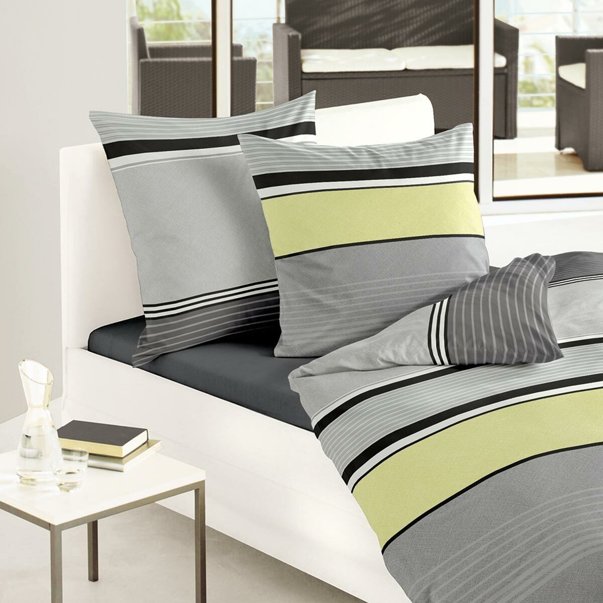 TRAUMSCHLAF Bettwäsche Graz grau, Biber, 2 teilig, angenehm flauschige Winterbettwäsche