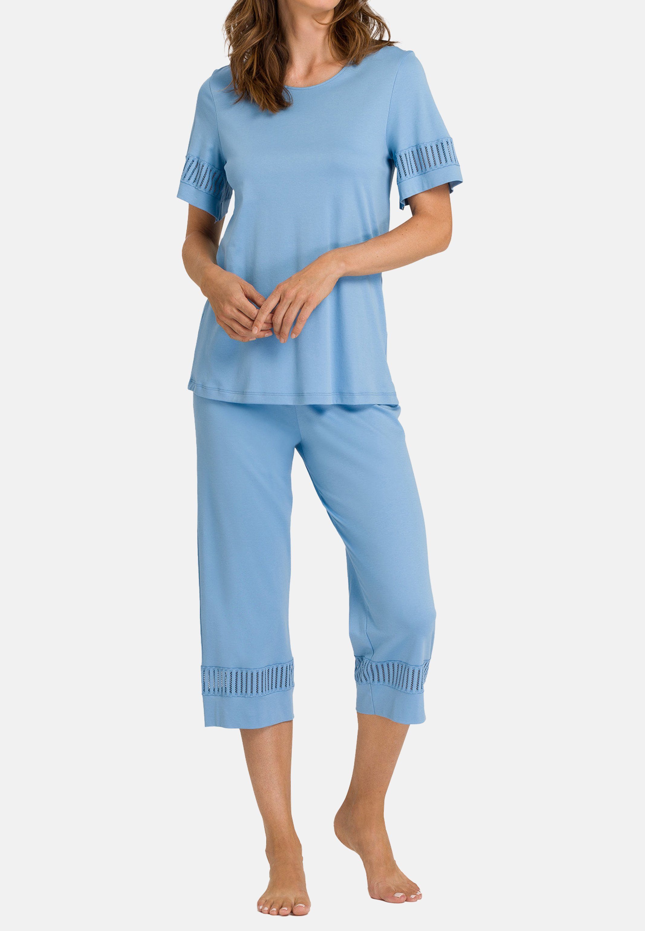 2 - Pyjama kurzen Schlafanzug Gaia - mit Hanro Ärmeln Zweiteiliges Baumwolle (Set, Pyjama-Set tlg)