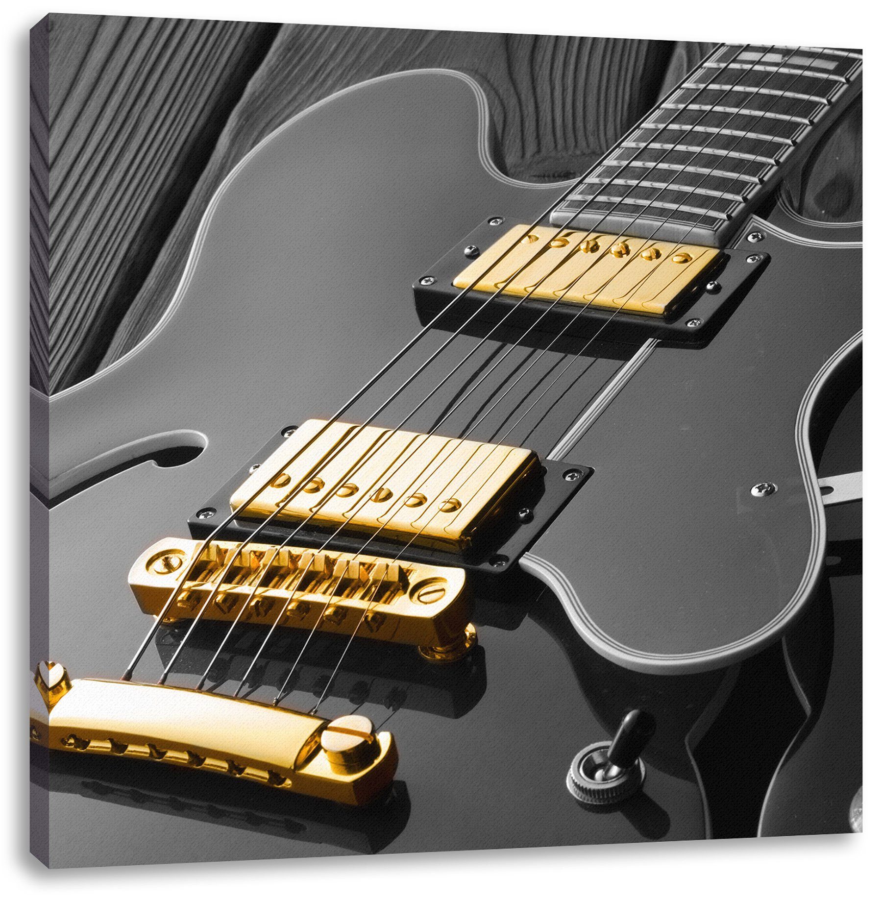 Pixxprint fertig E-Gitarre bespannt, Zackenaufhänger elegante (1 Leinwandbild elegante inkl. St), E-Gitarre, Leinwandbild