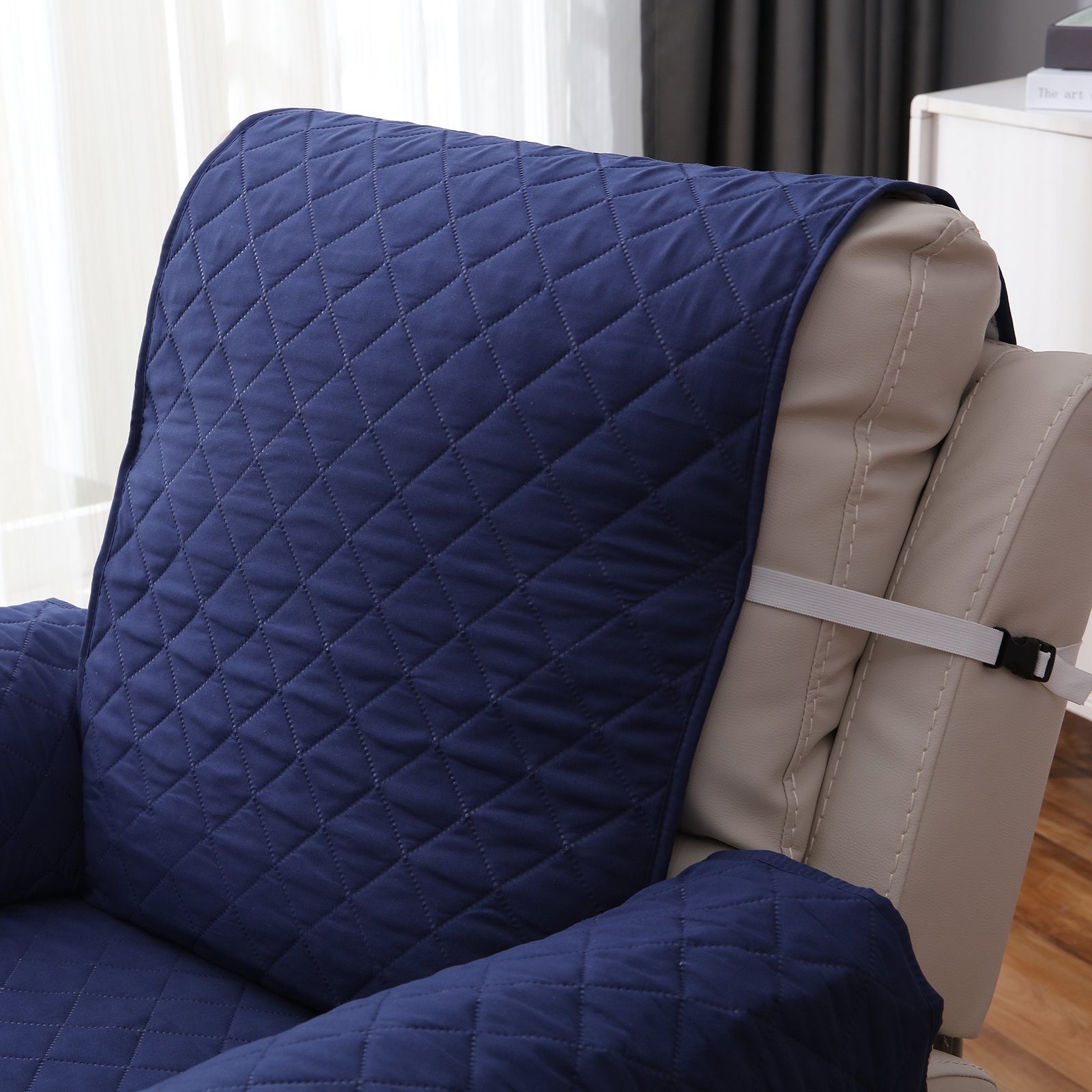 Möbelschutz Sessel Haustier Gesteppter Sunicol, Navy Sitz Matte Überzug Liegesesselbezug, Band, Anti-Rutsch, Sesselhusse elastischem mit für Vliesstoff,