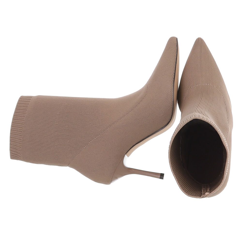 Ital-Design Damen Sock Boots High Heel Stiefeletten elegant High-Heel-Stiefelette (92214168) Pfennig-/Stilettoabsatz Stiefeletten in Hellbraun