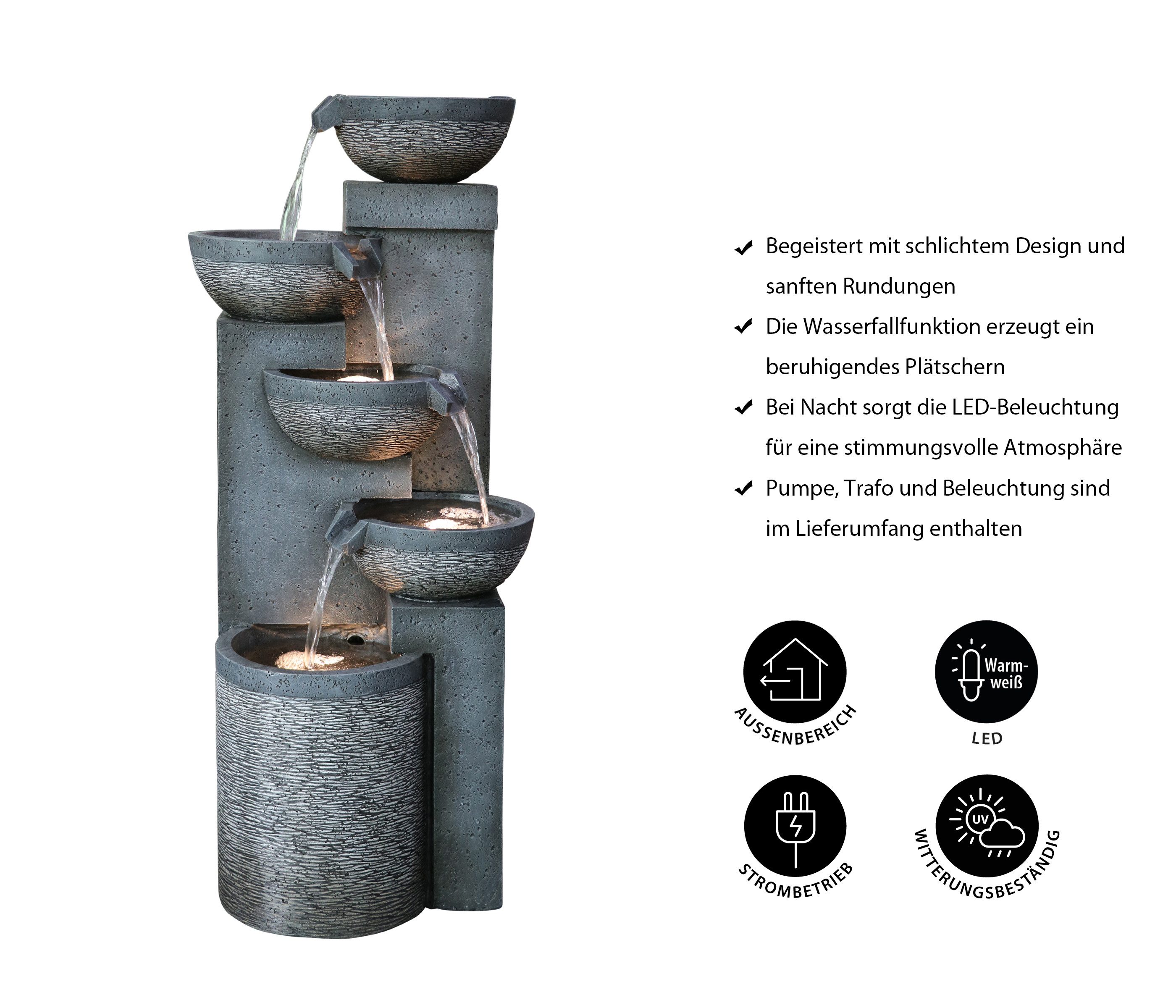 Dehner Gartenbrunnen Merkur, Terrassenbrunnen mit LED günstig online kaufen