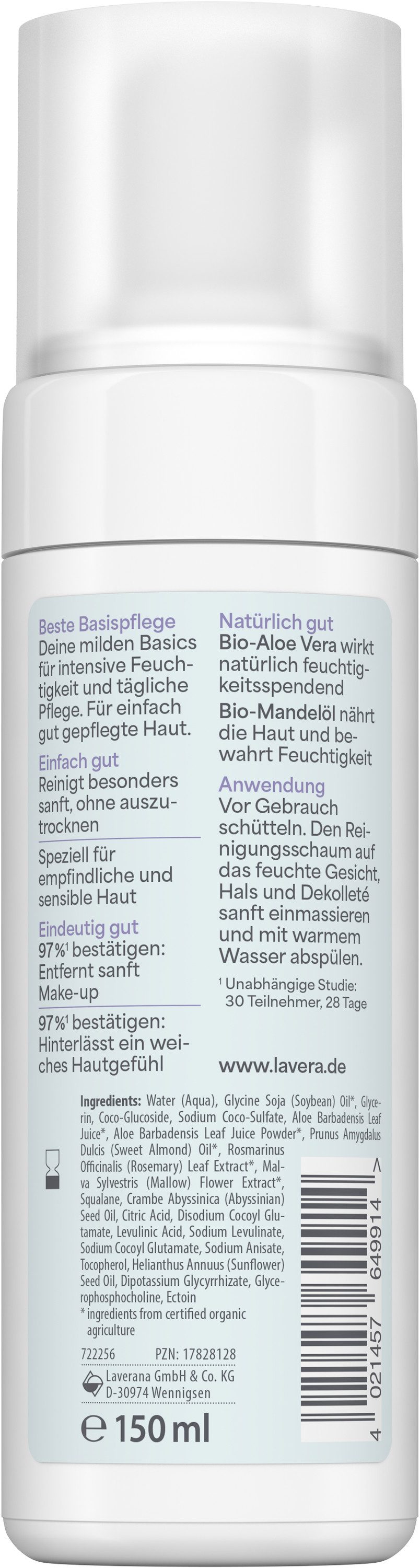 lavera Gesichts-Reinigungsmilch basis sensitive Reinigungsschaum