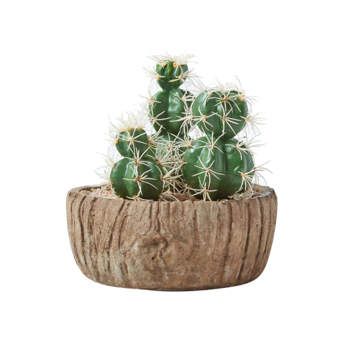 Kunstpflanze Künstlicher Kakteen Arrangement in Holz Effekt Topf, 15 cm hoch