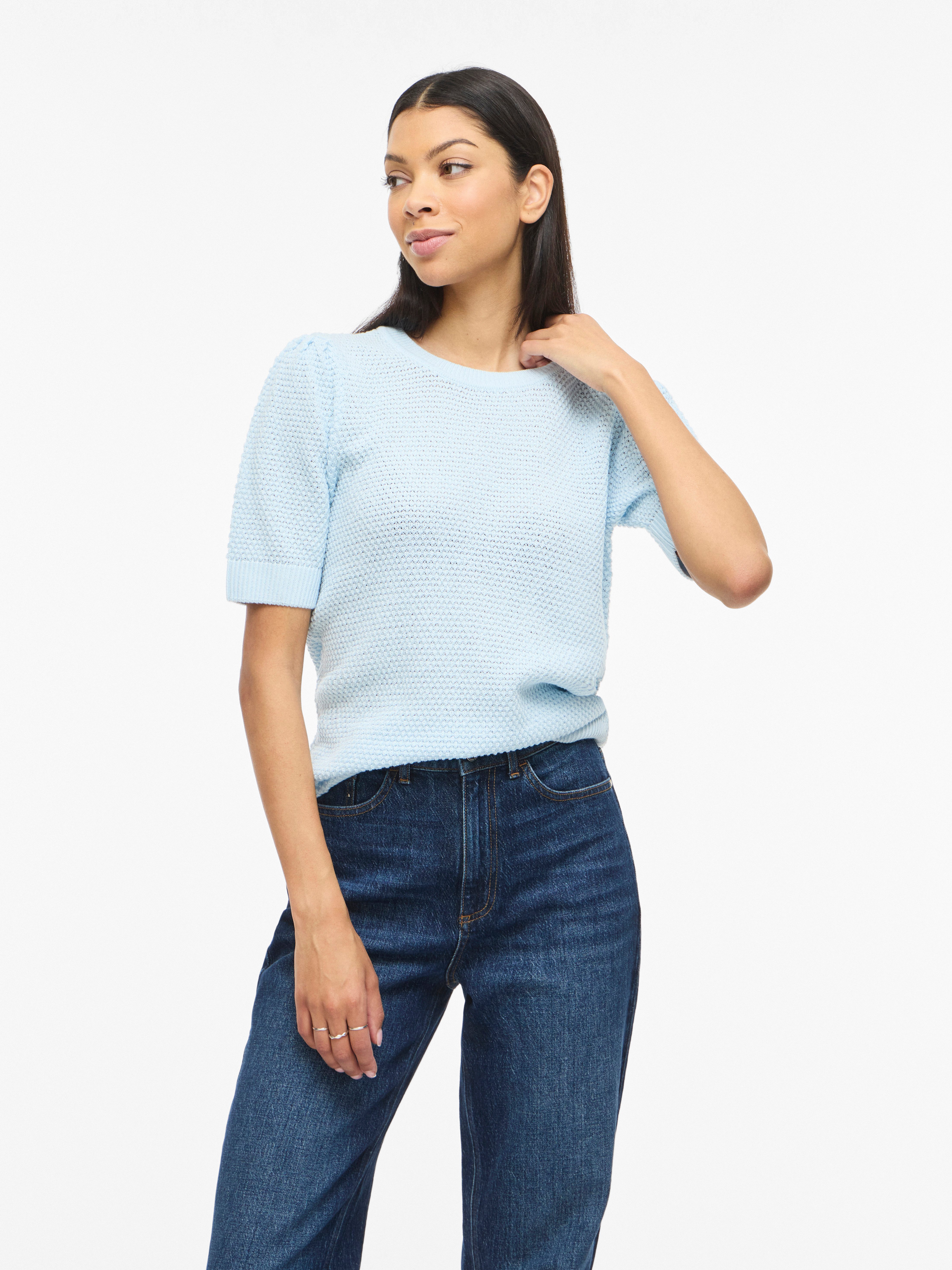 Vila Kurzarmpullover VIDALO O-NECK S/S KNIT TOP - NOOS