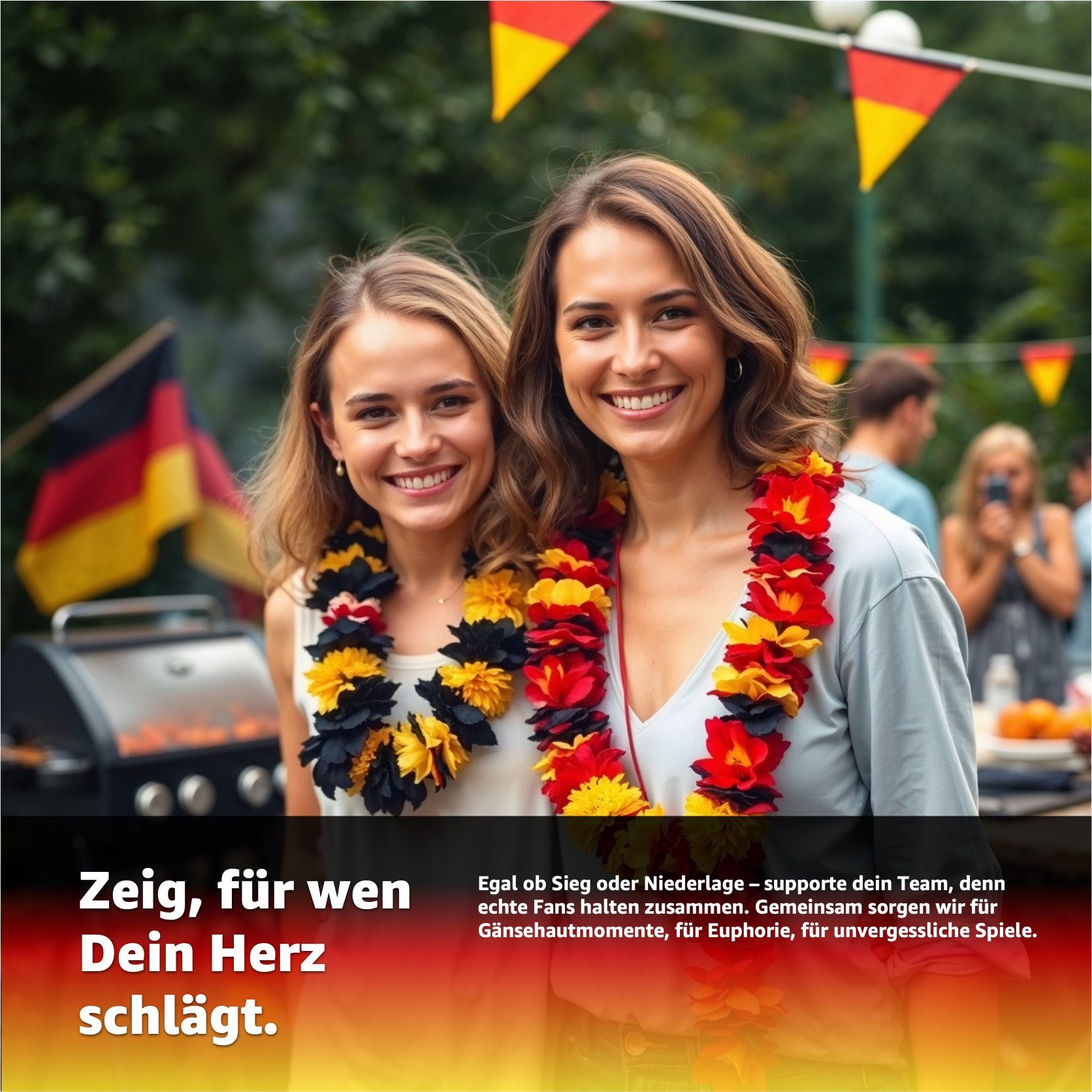 Dekotalent® Kostüm 3er Blumenkette Fanartikel Deutschland EM 2024 – extra lang