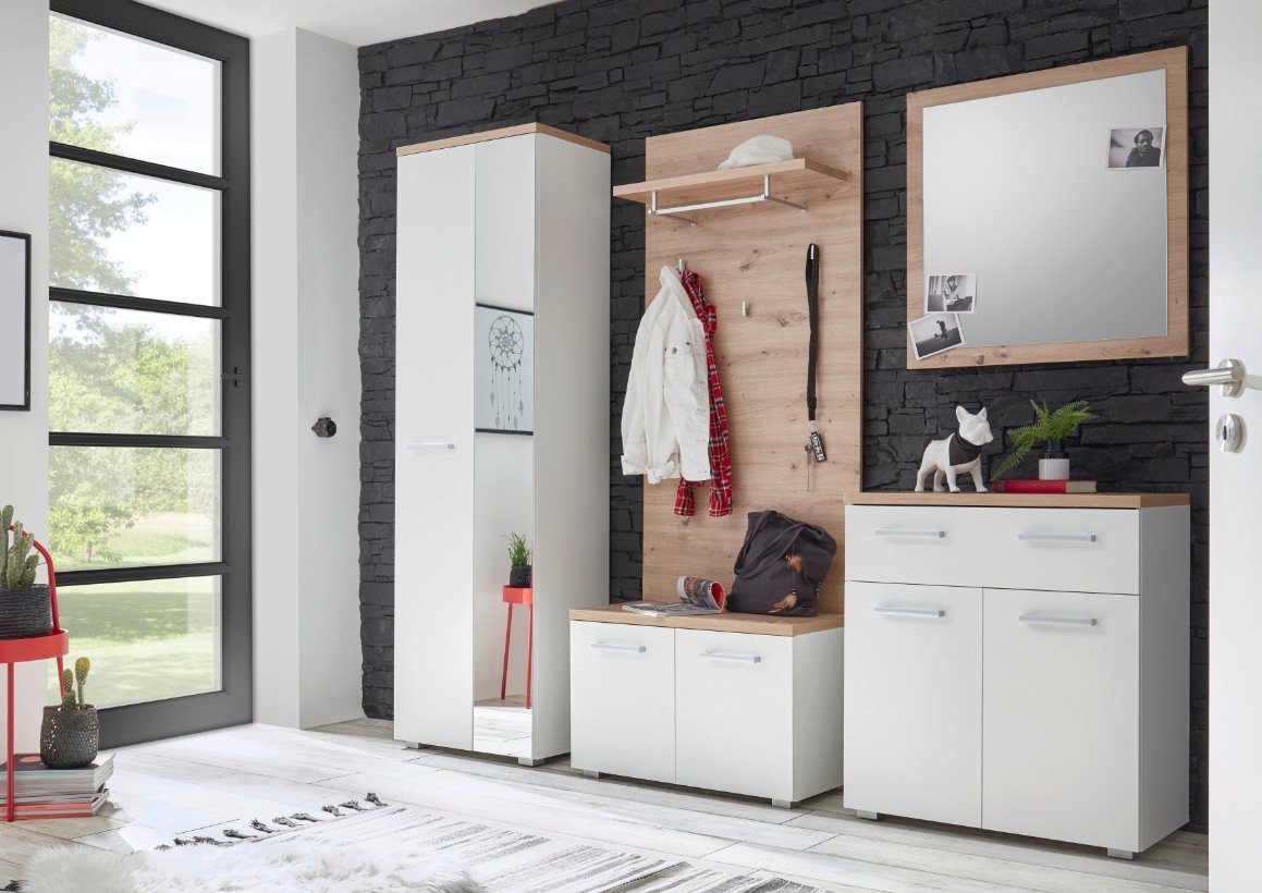 moebel-dich-auf Garderoben-Set MADEIRA, (Korpus und Front: weiß, Absetzung: günstig online kaufen