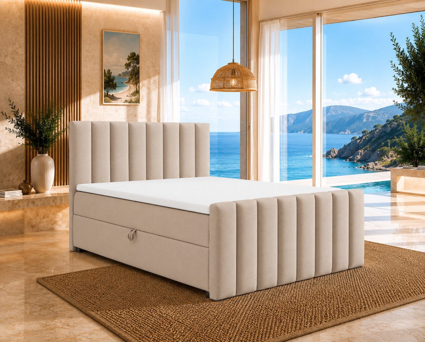 Best for Home Boxspringbett Trinity K10 mit Stauraum, Bonellmatratze & Komfort-Topper (Boxspringbett-Set, 1-St., 140x200 160x200 180x200 200x200 cm), Ergonomischer Schlafkomfort, praktischer Stauraum
