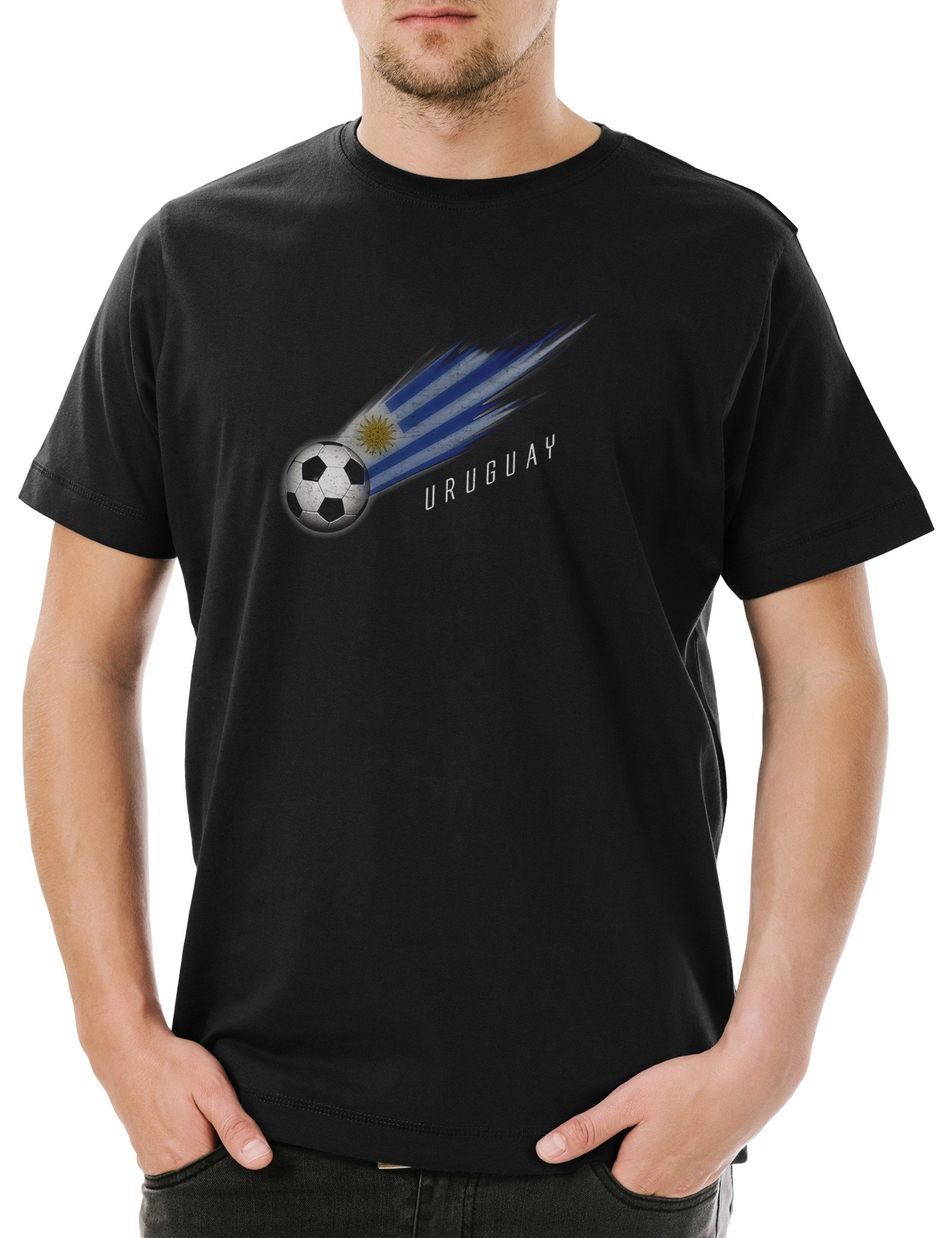 Print-Shirt Uruguay Football Comet I Herren T-Shirt Uruguayisch Uruguayische