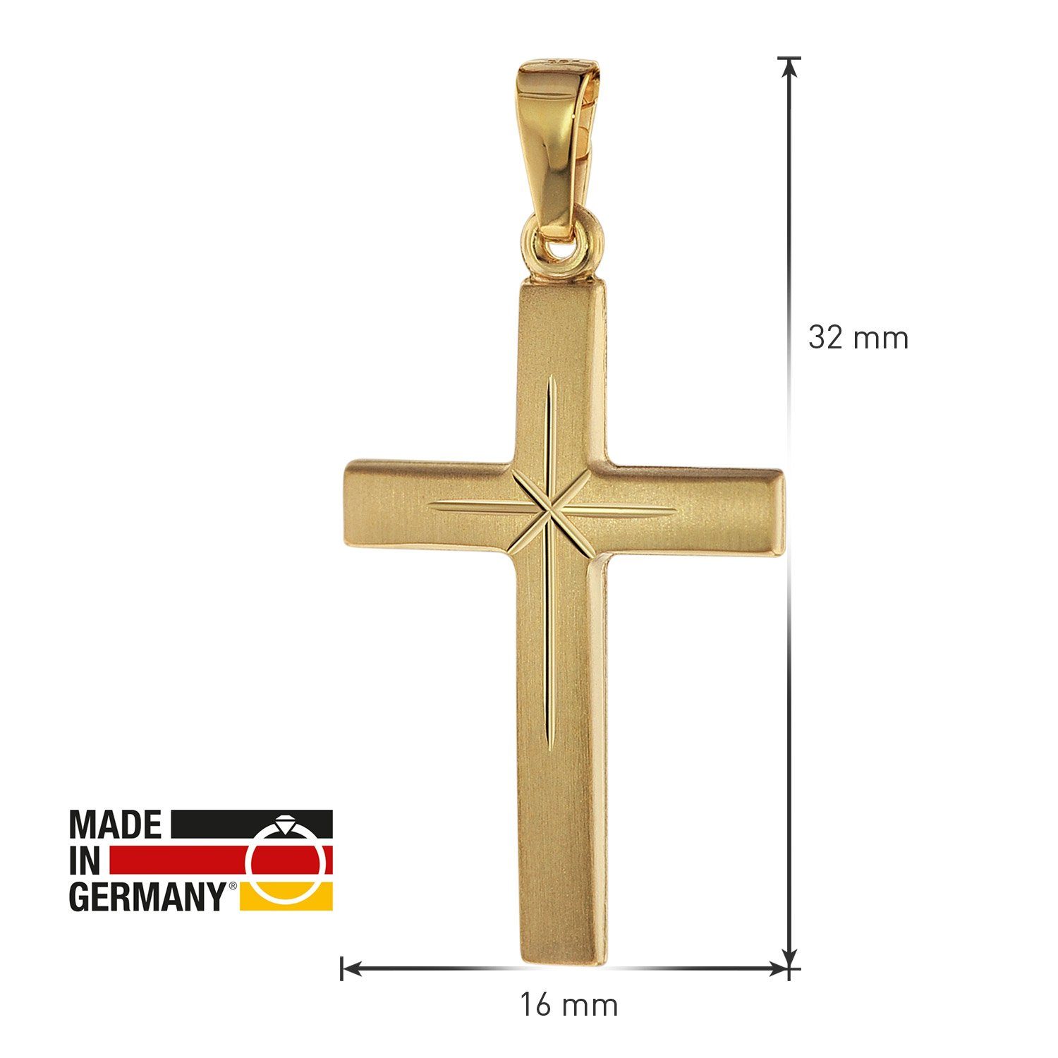 trendor Kreuzanhänger 585 Kreuz- 24 Karat) (14 Gold mm