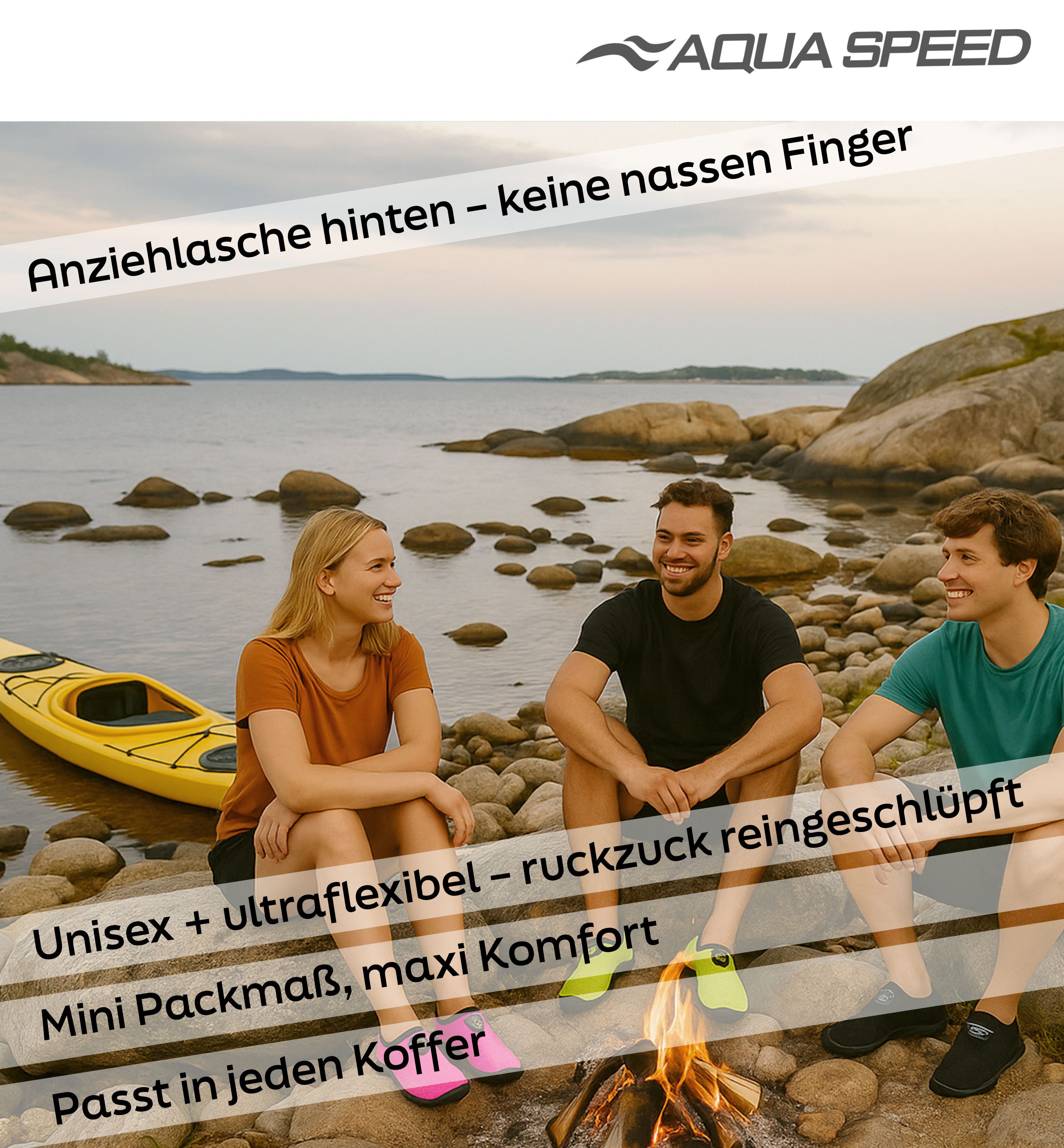 Aqua Speed 30 Aqua Shoe robuste Schwimmschuhe mit Anti-Rutsch-Sohle für Action Wasserschuh (Multifunktionale Aqua Schuhe – für Pool, Reise & Freizeit) Leicht & schnelltrocknend – Handtuch inklusive für Urlaub