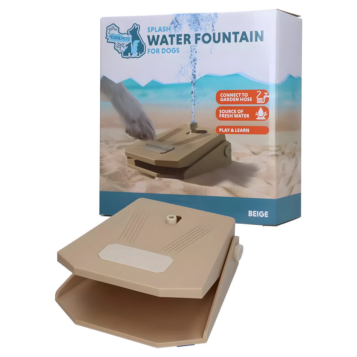 Holland Animal Care Hundepool Wasserfontäne Splash Water Fountain beige
