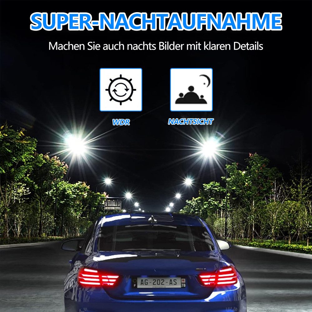 MOPUEA Dashcam 4 Zoll Bildschirm 1080P 2 Kamera 140° Weitwinkel Dashcam (Full HD, Dashcam mit 4 Zoll Bildschirm 2 Kameras und 32GB Karte, 1080P Aufnahme Nachtsicht 140 Grad Weitwinkel Touchscreen)