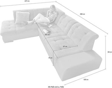 sit&more Ecksofa Pale L-Form, inklusive Kopfteilverstellung, wahlweise mit Bettfunktion