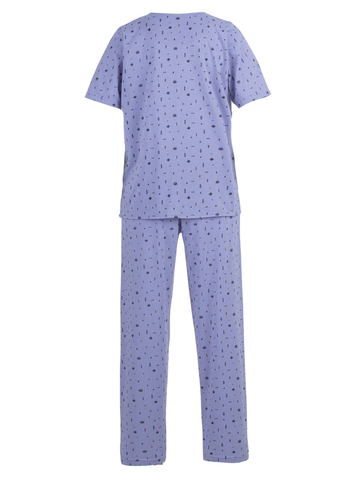 - Pyjama zeitlos Kurzarm Set flieder Auge Schlafanzug