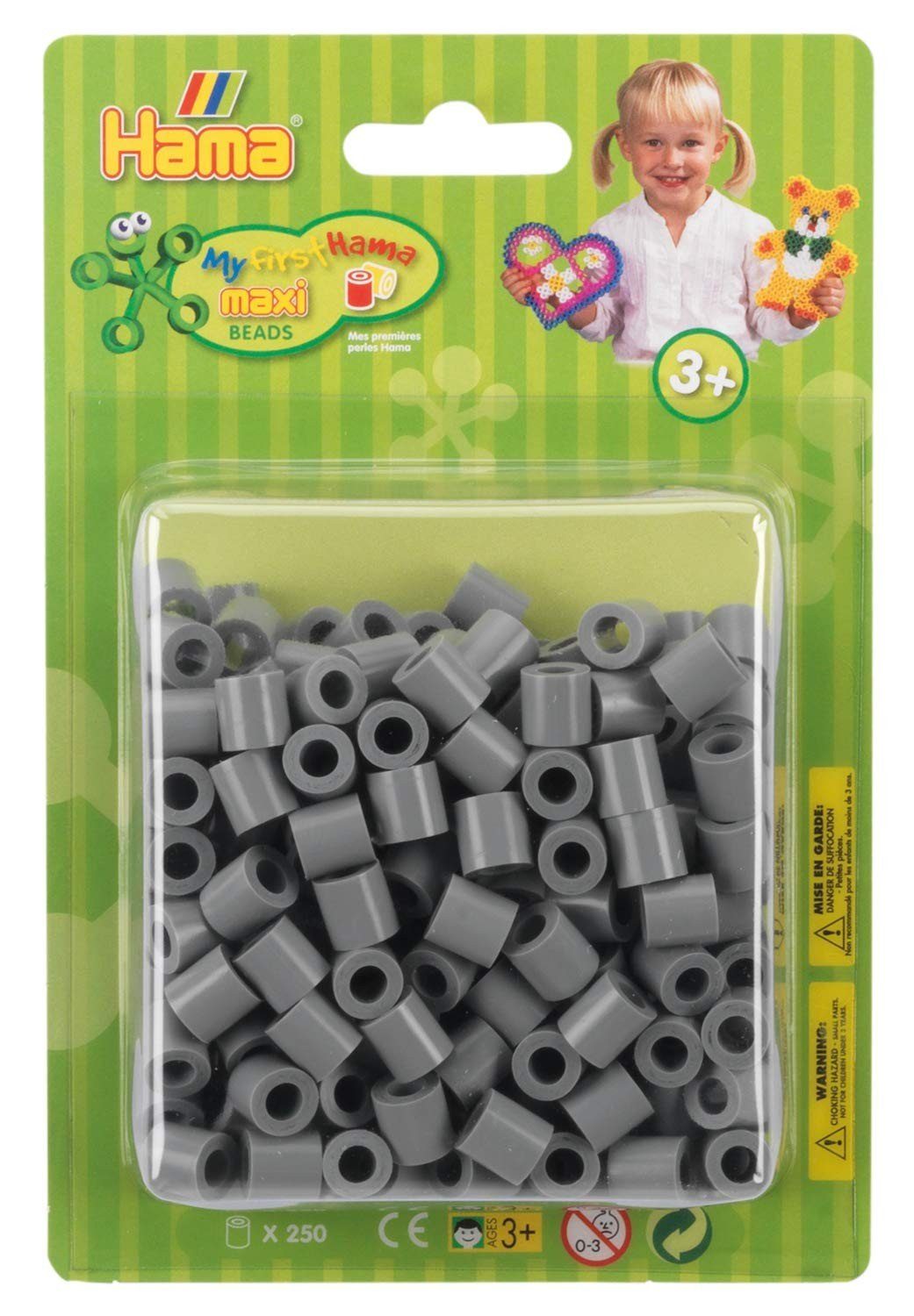 Hama Hama 8517 - Perlen, Bügelperlen Maxi, 250 Stück, grau Konstruktions-Spielset