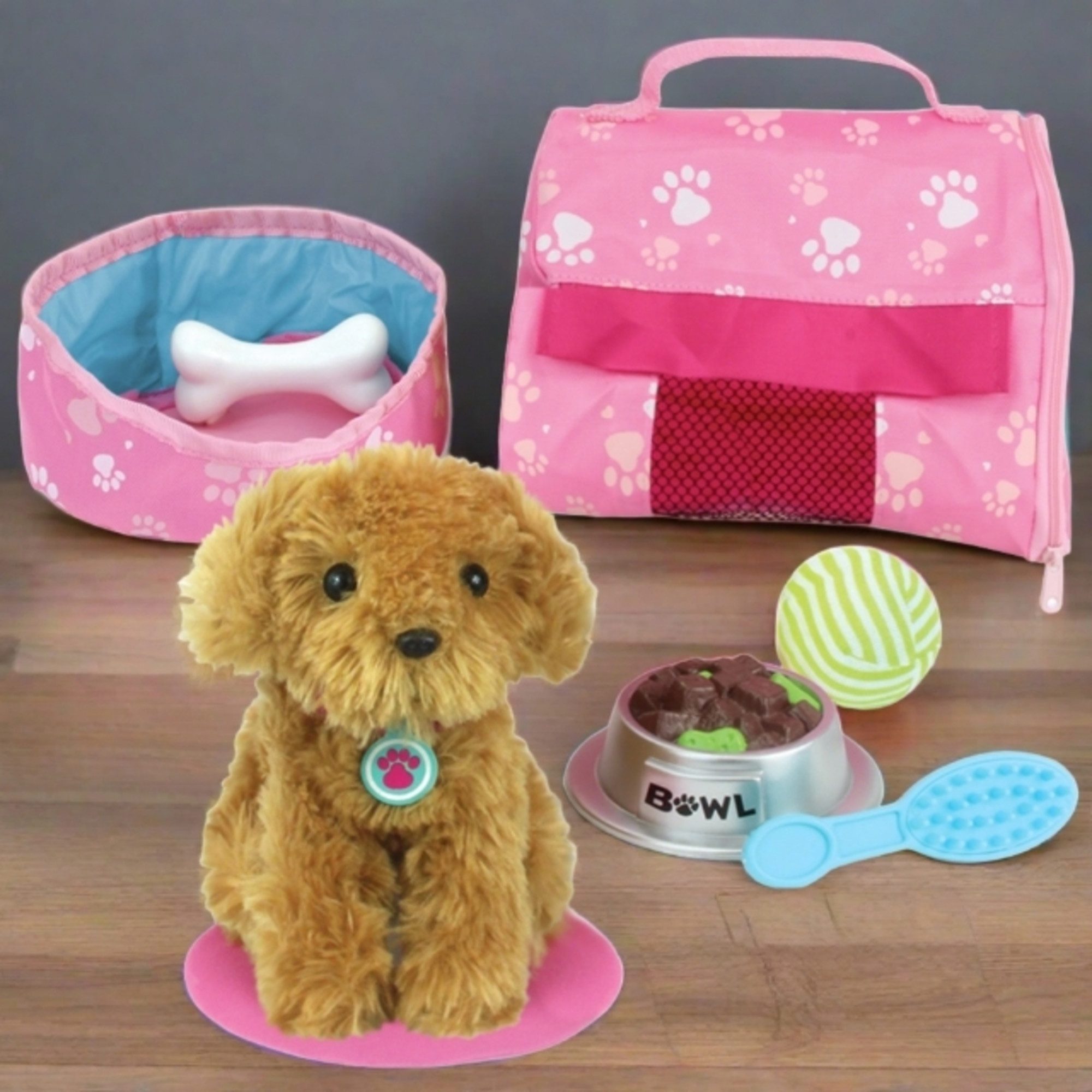 TEAMSON™ KIDS    Babypuppe Plueschhund Set mit Tasche Napf Spielzeug Bett f günstig online kaufen