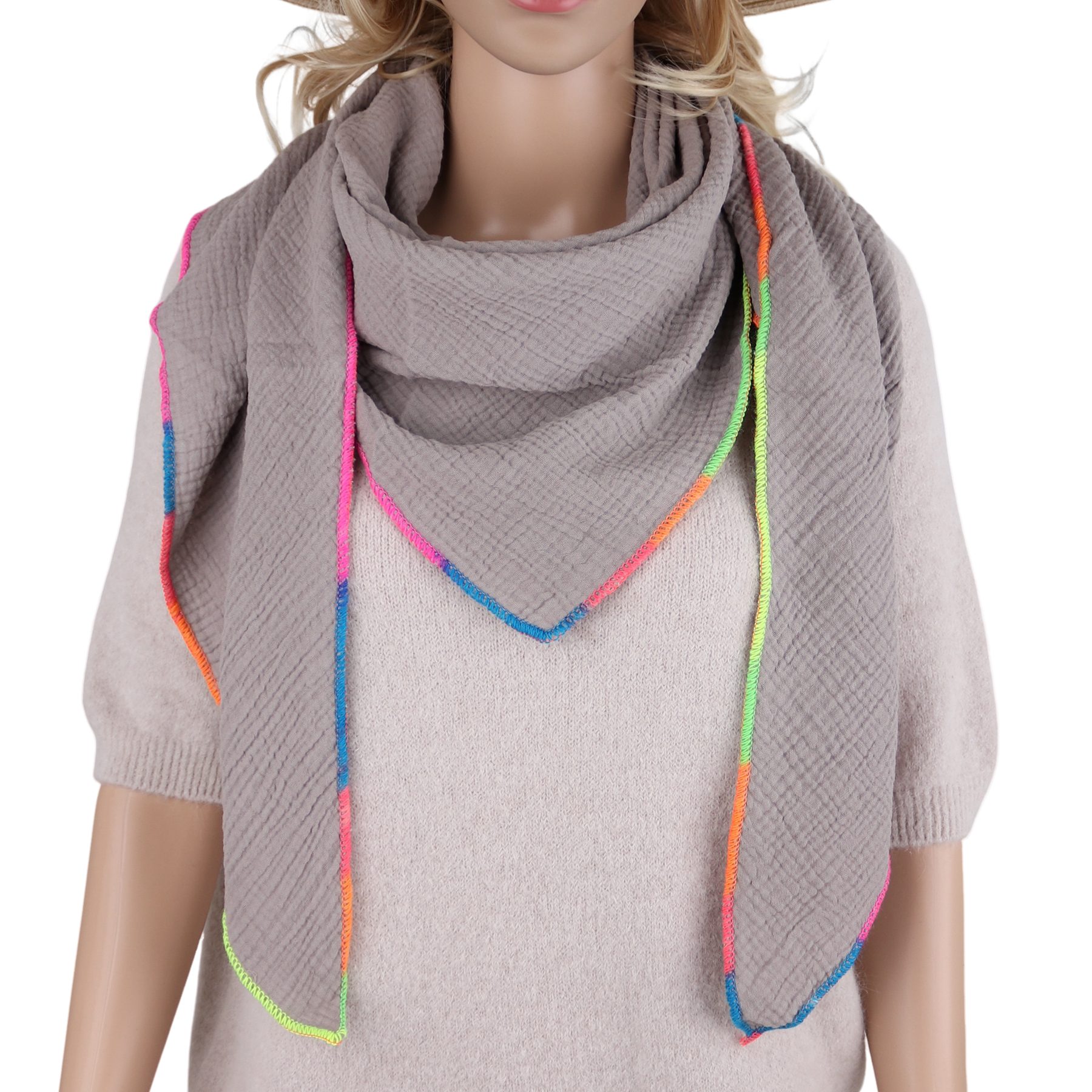 MIRROSI Dreieckstuch Aus Musellin Dreiecksschal ca.195x90 cm, Made in Italy günstig online kaufen