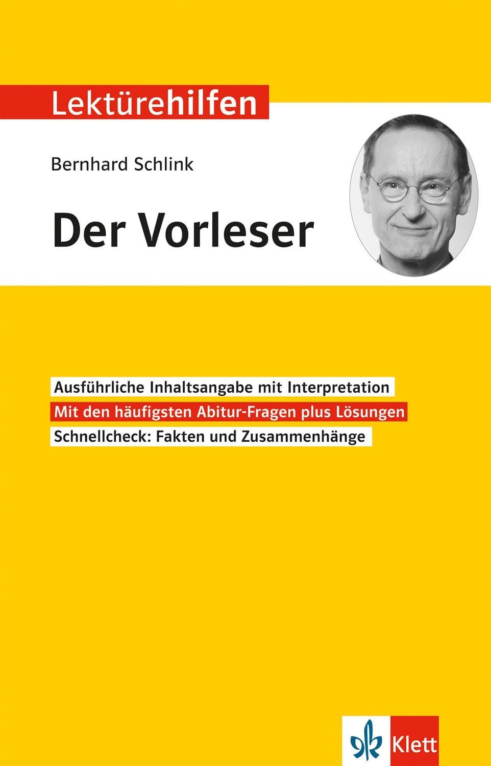 Klett Lektürehilfen Bernhard Schlink, Der Vorleser / Hanns-Peter Reisner