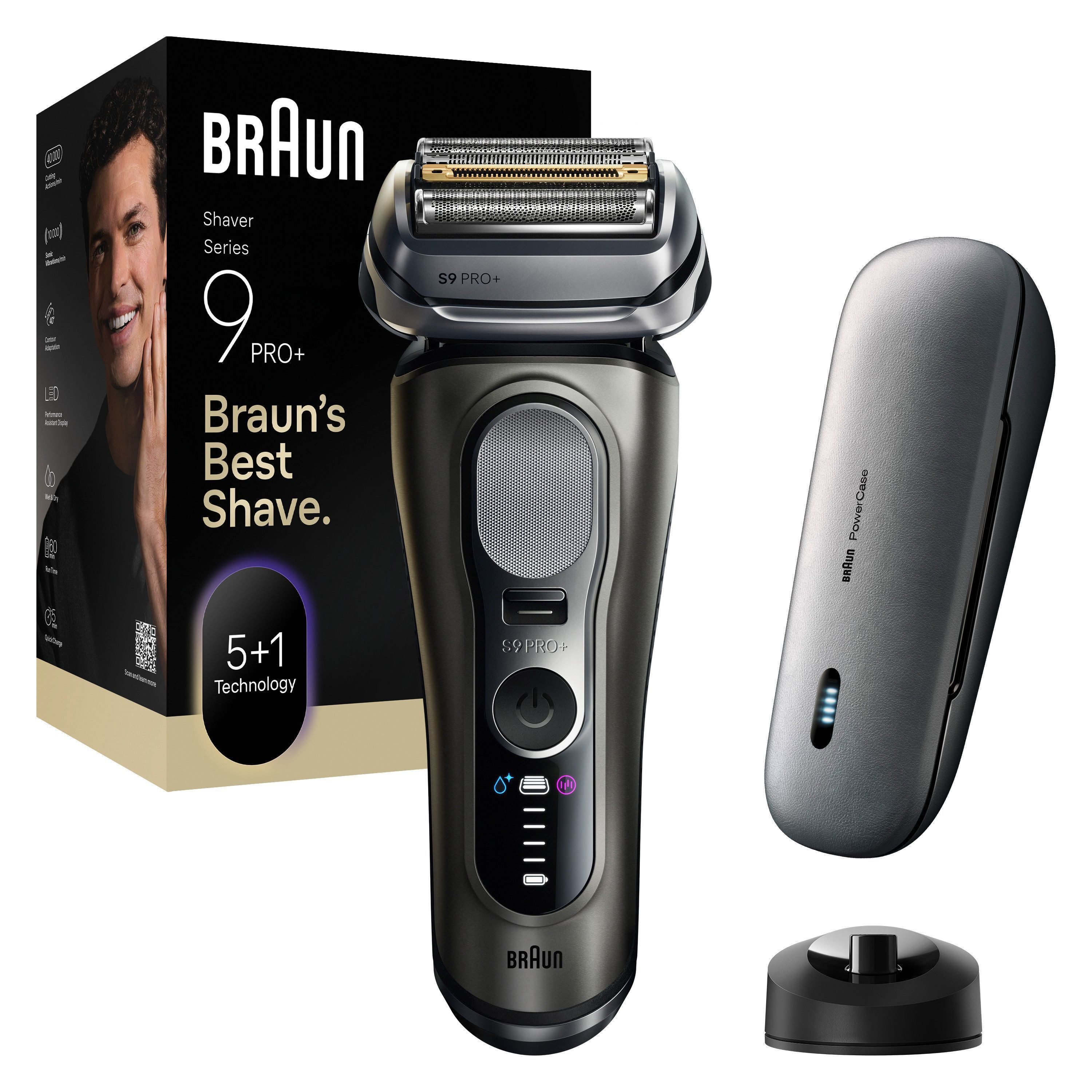 Braun Elektrorasierer Series 9 9625s, integrierter Präzisionstrimmer, Pro-SensoAdapt, 5+1 ultradünne Präzisionsklingen, Ladeetui