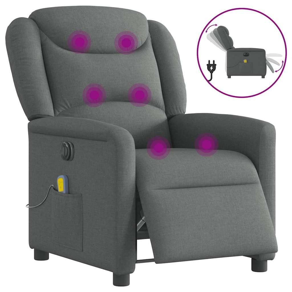 vidaXL Massagesessel Massagesessel Elektrisch Dunkelgrau Stoff