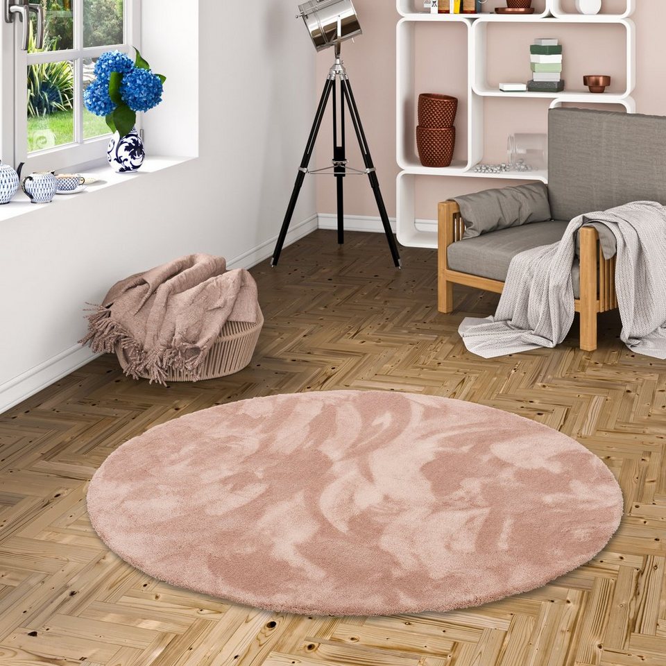 Hochflor-Teppich Luxus Hochflor Shaggy Teppich Velvet Rund, Snapstyle, Rund,  Höhe: 38 mm