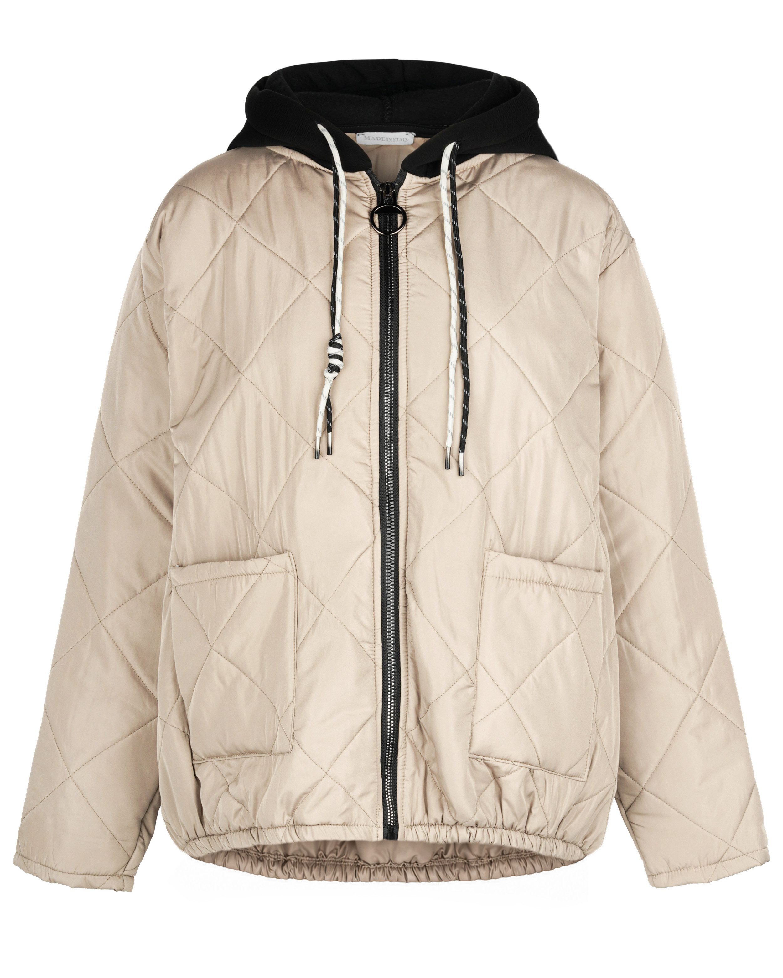 dy_mode Steppjacke Oversize Steppjacke Damen Leichte Übergangsjacke Kapuzenjacke in Unifarbe, mit Kontrast-Kapuze
