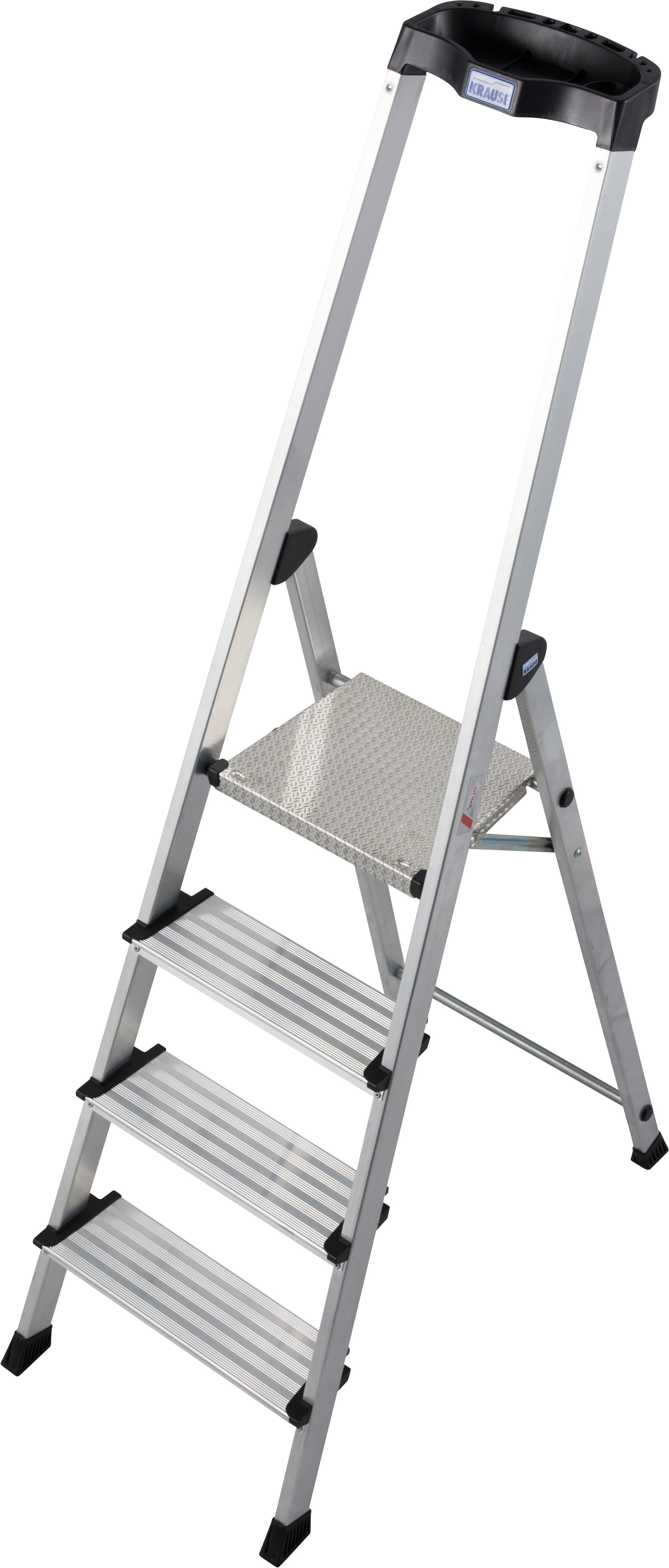 KRAUSE Stehleiter Safety Plusline, Aluminium, 4 Stufen, Arbeitshöhe ca. 285 cm