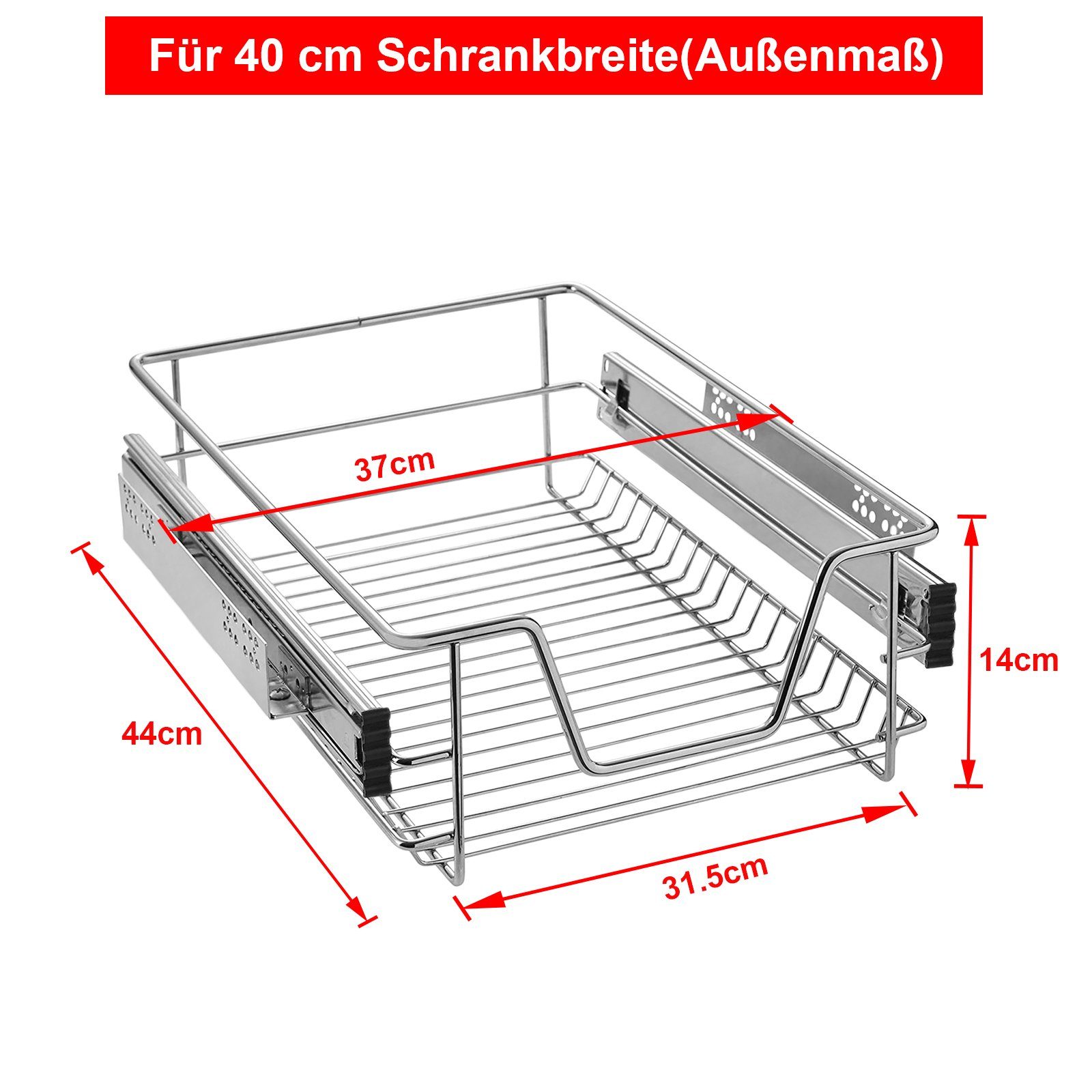 2x Teleskopschublade Küchenschublade Korbauszug Schublade für 30cm Schrankbreite 
