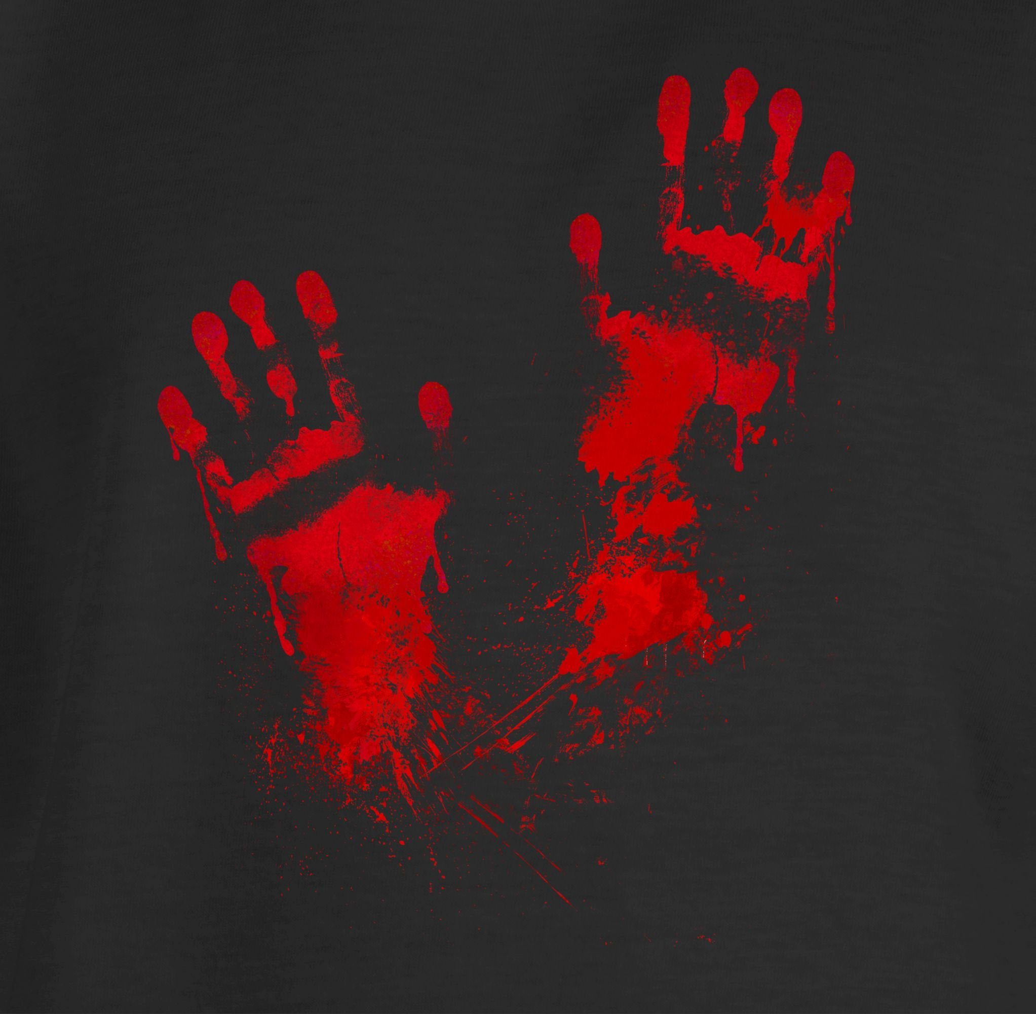 für Handabdrücke Halloween Schwarz Kinder Kostüme T-Shirt Handabdruck Shirtracer Gruselig 1 Blutige Blut